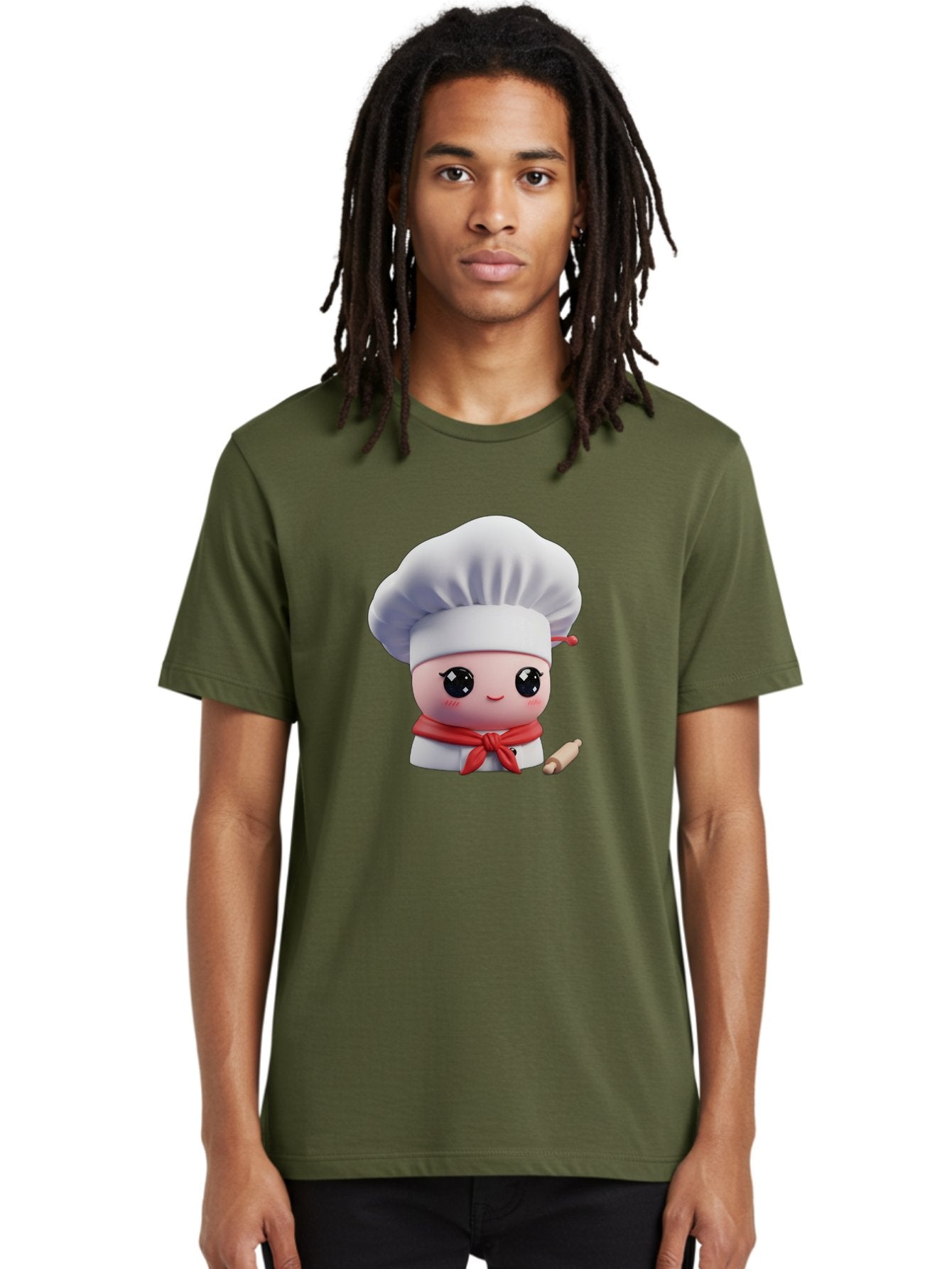 Chef-Character-4 Men'S Graphic Tee, 100% Cotton, Comfortable Casual Summer Wear, Machine Washable, Cartoon Chef Character, Cute Chef Illustration, Chef Hat, Red Scarf, White Uniform, Cooking Utensils, Kitchen Theme, Adorable Chef, Pastry Chef, Bac813 22