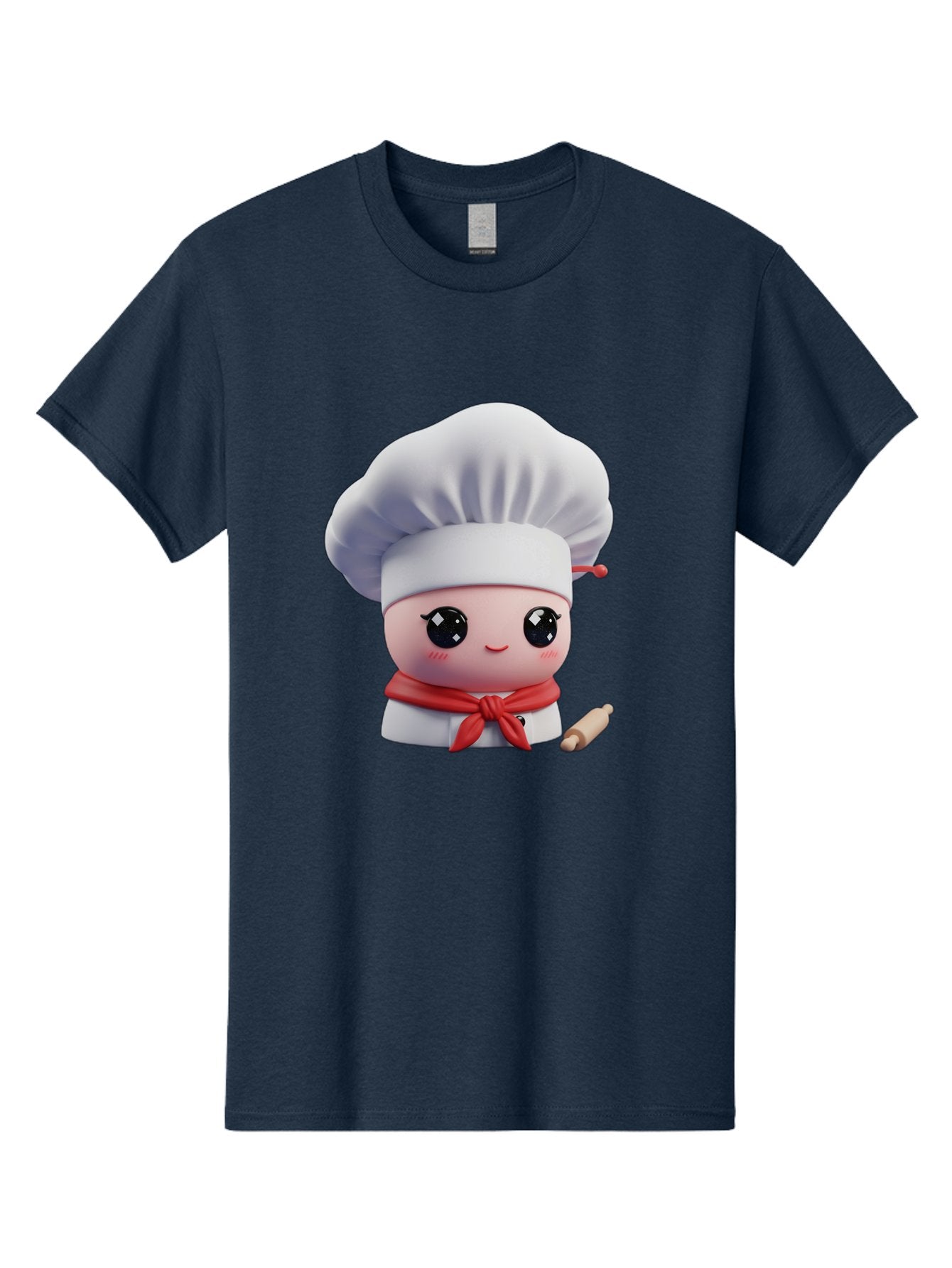 Chef-Character-4 Men'S Graphic Tee, 100% Cotton, Comfortable Casual Summer Wear, Machine Washable, Cartoon Chef Character, Cute Chef Illustration, Chef Hat, Red Scarf, White Uniform, Cooking Utensils, Kitchen Theme, Adorable Chef, Pastry Chef, Bac813 5