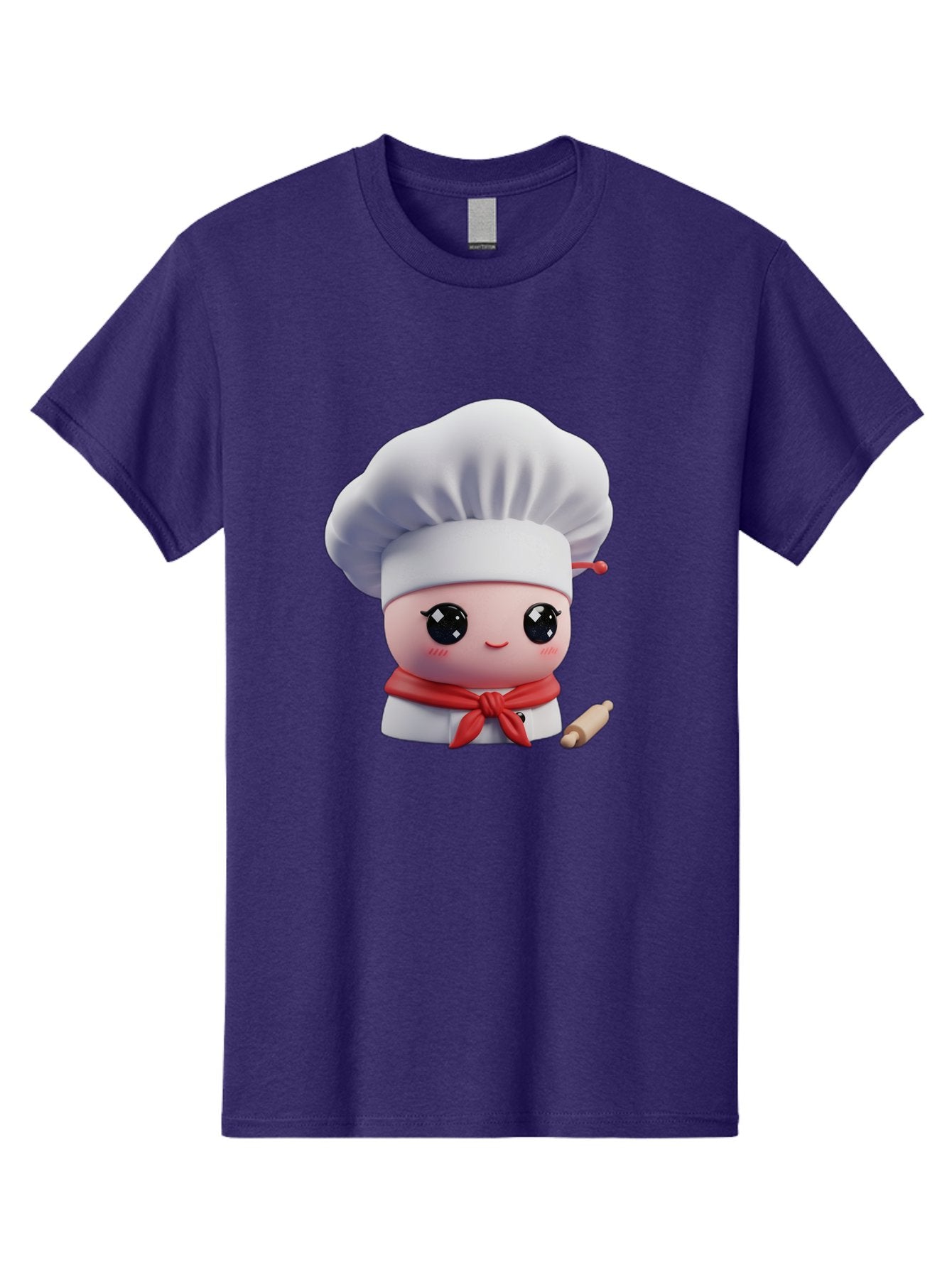 Chef-Character-4 Men'S Graphic Tee, 100% Cotton, Comfortable Casual Summer Wear, Machine Washable, Cartoon Chef Character, Cute Chef Illustration, Chef Hat, Red Scarf, White Uniform, Cooking Utensils, Kitchen Theme, Adorable Chef, Pastry Chef, Bac813