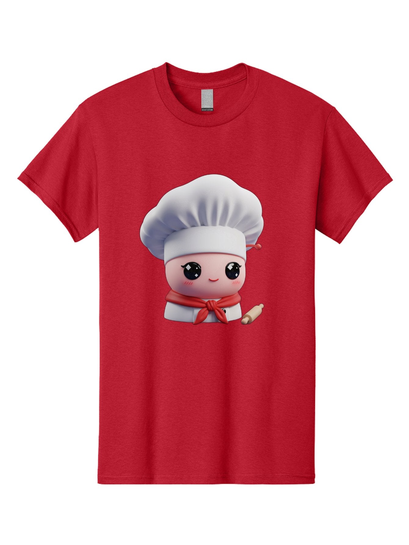 Chef-Character-4 Men'S Graphic Tee, 100% Cotton, Comfortable Casual Summer Wear, Machine Washable, Cartoon Chef Character, Cute Chef Illustration, Chef Hat, Red Scarf, White Uniform, Cooking Utensils, Kitchen Theme, Adorable Chef, Pastry Chef, Bac813 4