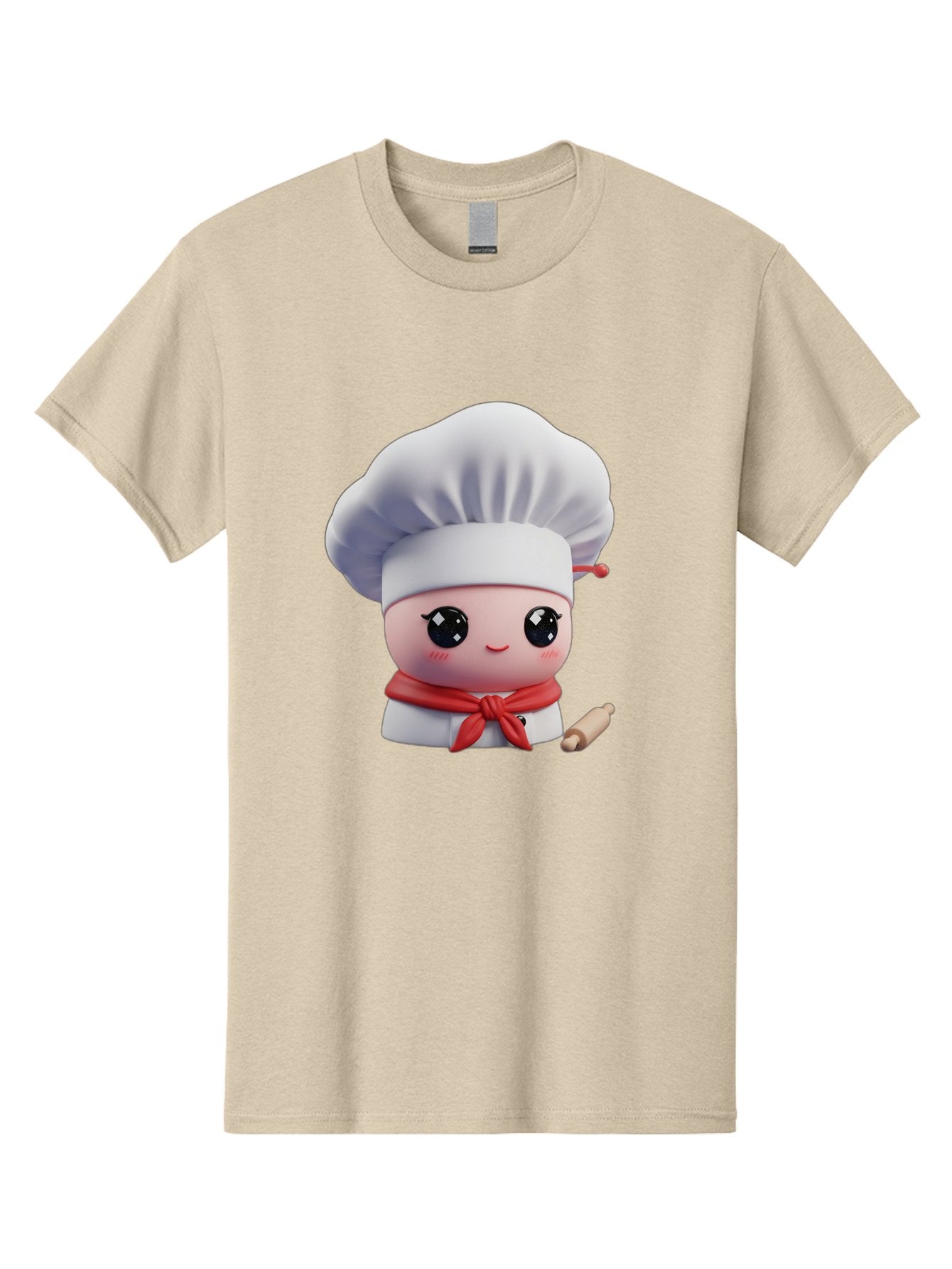 Chef-Character-4 Men'S Graphic Tee, 100% Cotton, Comfortable Casual Summer Wear, Machine Washable, Cartoon Chef Character, Cute Chef Illustration, Chef Hat, Red Scarf, White Uniform, Cooking Utensils, Kitchen Theme, Adorable Chef, Pastry Chef, Bac813 10