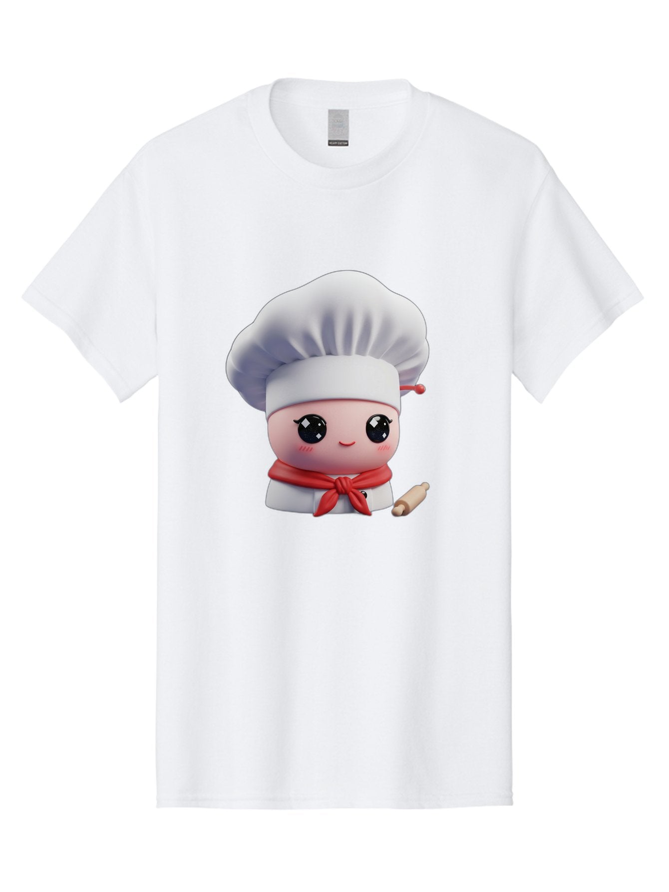 Chef-Character-4 Men'S Graphic Tee, 100% Cotton, Comfortable Casual Summer Wear, Machine Washable, Cartoon Chef Character, Cute Chef Illustration, Chef Hat, Red Scarf, White Uniform, Cooking Utensils, Kitchen Theme, Adorable Chef, Pastry Chef, Bac813 13