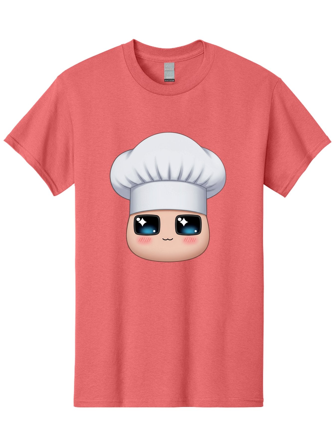 Chef-Emoji-1 Men'S Graphic Tee, 100% Cotton, Comfortable Casual Summer Wear, Machine Washable, Cartoon Chef, Cooking Emoji, Chef Hat, Cute Face, Sparkle Eyes, Rosy Cheeks, Kawaii Style, Culinary Art, Foodie, Cooking Enthusiast Bac816 10