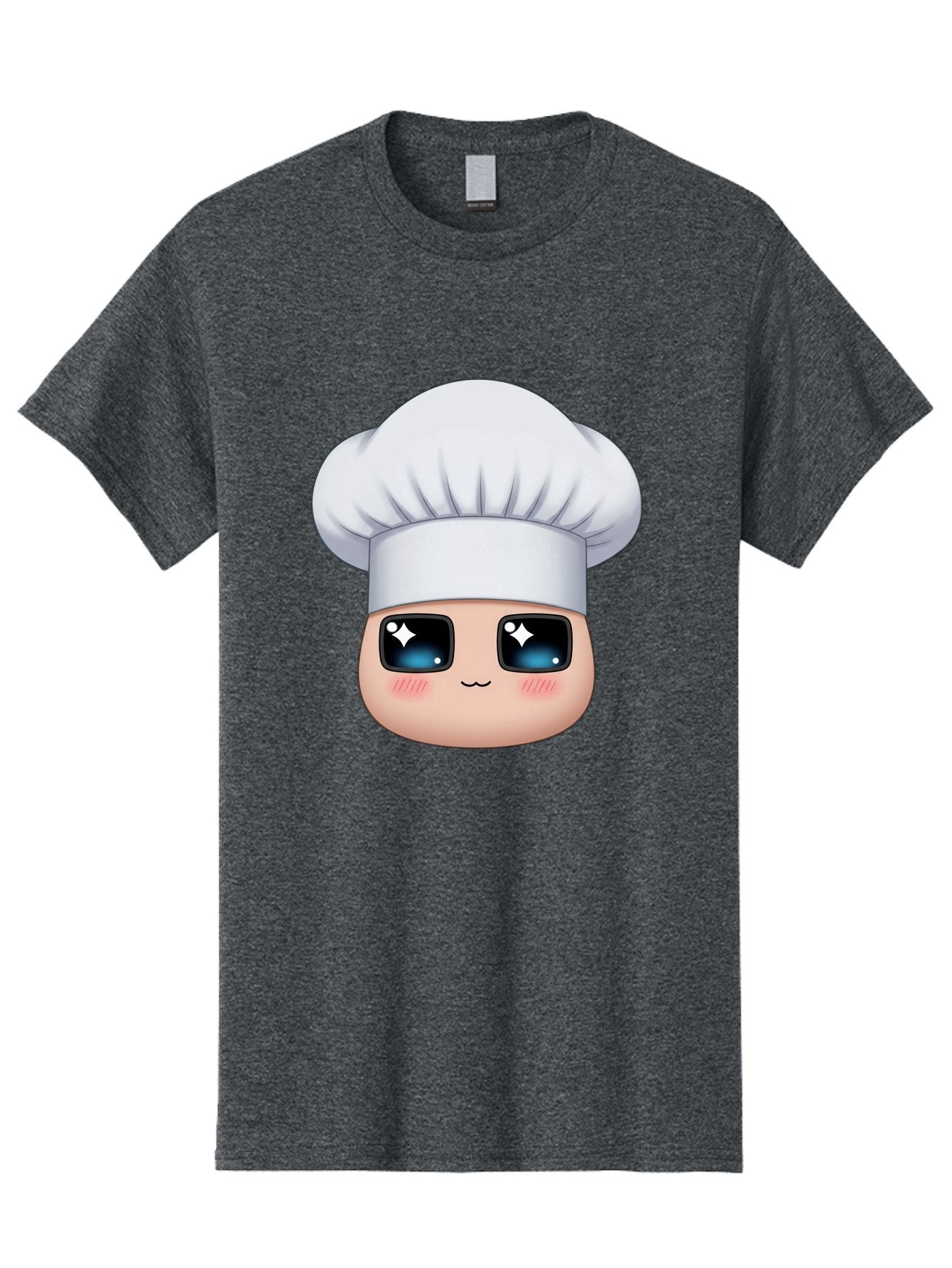 Chef-Emoji-1 Men'S Graphic Tee, 100% Cotton, Comfortable Casual Summer Wear, Machine Washable, Cartoon Chef, Cooking Emoji, Chef Hat, Cute Face, Sparkle Eyes, Rosy Cheeks, Kawaii Style, Culinary Art, Foodie, Cooking Enthusiast Bac816