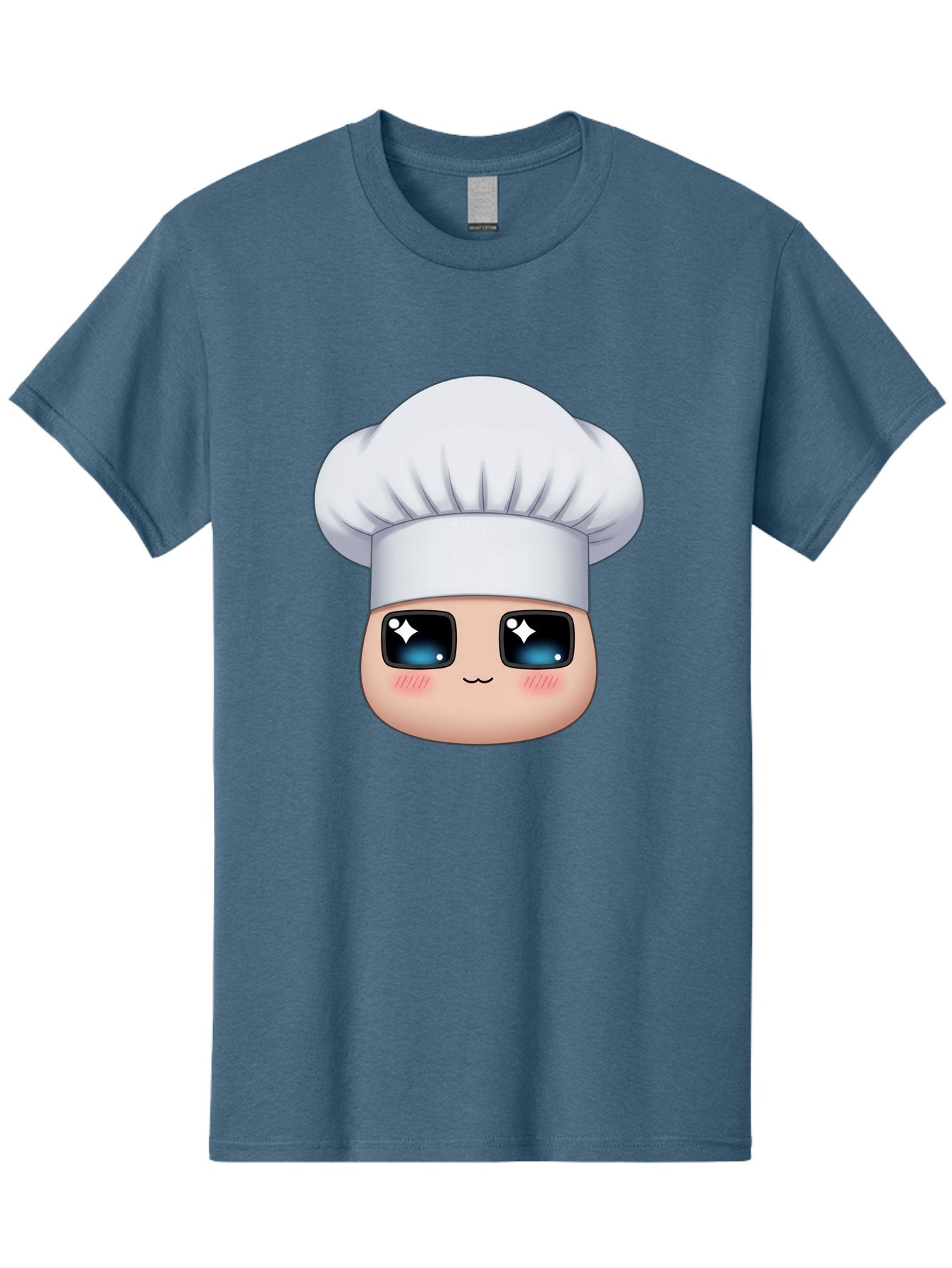 Chef-Emoji-1 Men'S Graphic Tee, 100% Cotton, Comfortable Casual Summer Wear, Machine Washable, Cartoon Chef, Cooking Emoji, Chef Hat, Cute Face, Sparkle Eyes, Rosy Cheeks, Kawaii Style, Culinary Art, Foodie, Cooking Enthusiast Bac816 8