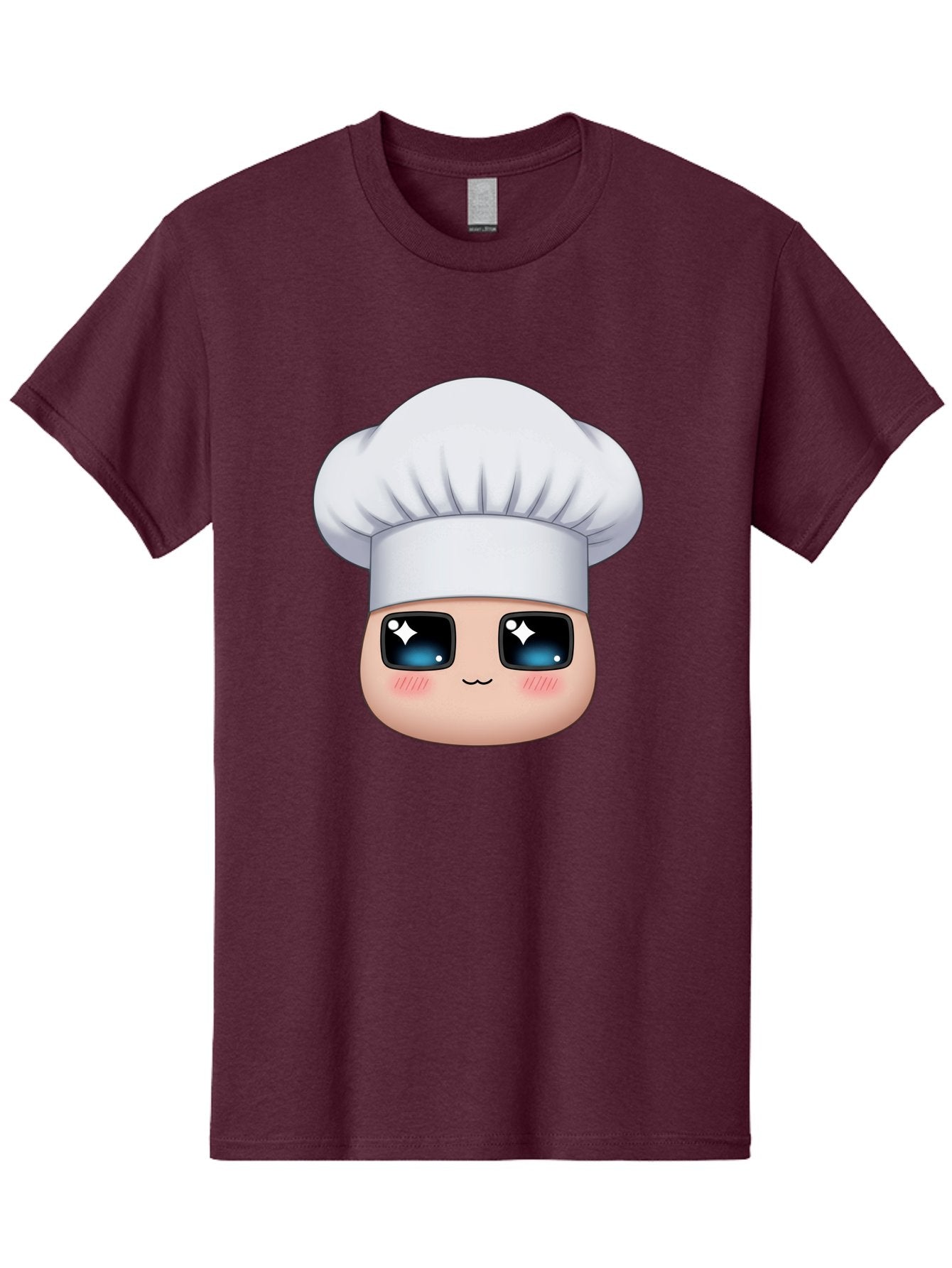 Chef-Emoji-1 Men'S Graphic Tee, 100% Cotton, Comfortable Casual Summer Wear, Machine Washable, Cartoon Chef, Cooking Emoji, Chef Hat, Cute Face, Sparkle Eyes, Rosy Cheeks, Kawaii Style, Culinary Art, Foodie, Cooking Enthusiast Bac816 3