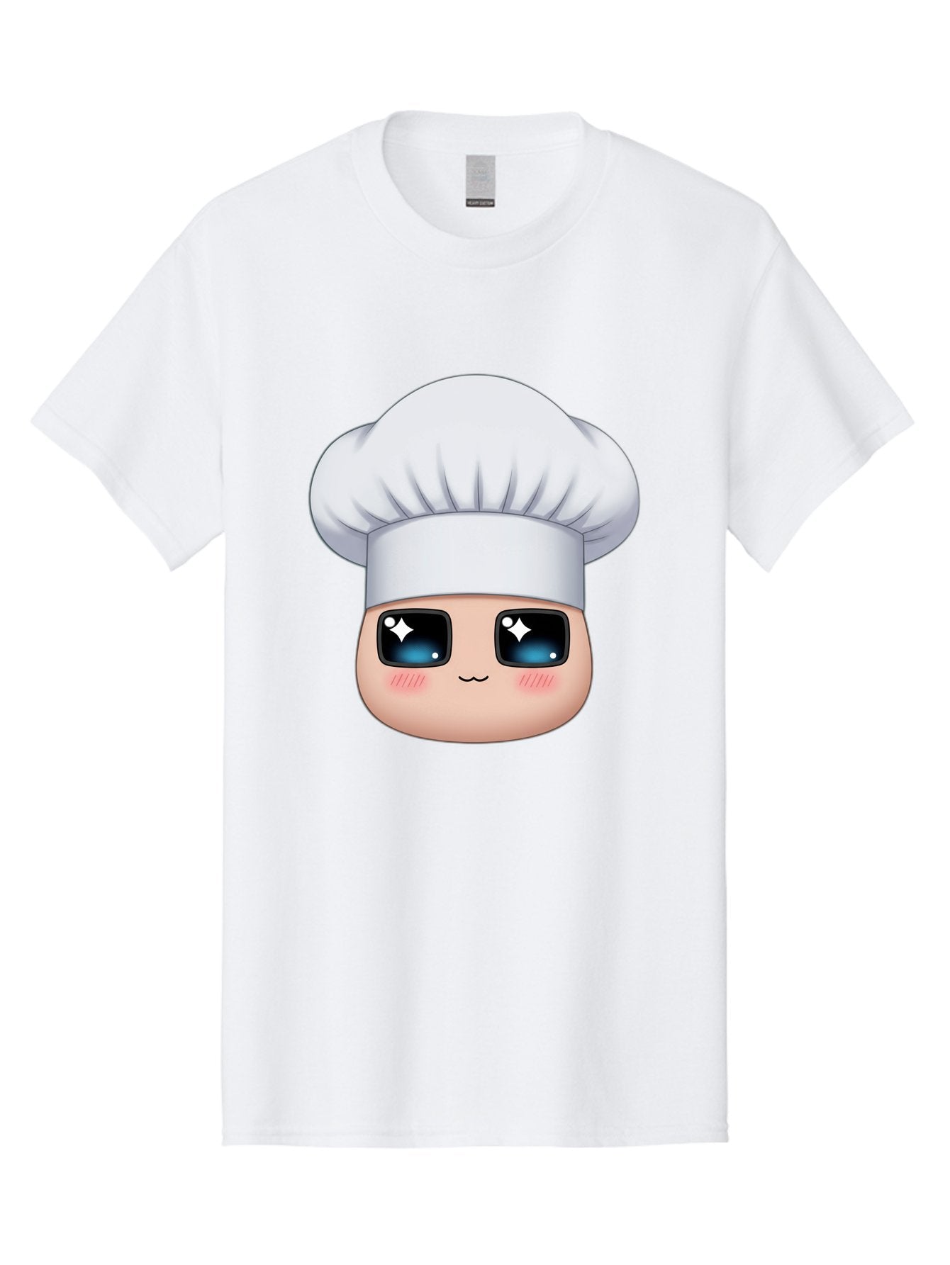 Chef-Emoji-1 Men'S Graphic Tee, 100% Cotton, Comfortable Casual Summer Wear, Machine Washable, Cartoon Chef, Cooking Emoji, Chef Hat, Cute Face, Sparkle Eyes, Rosy Cheeks, Kawaii Style, Culinary Art, Foodie, Cooking Enthusiast Bac816 15