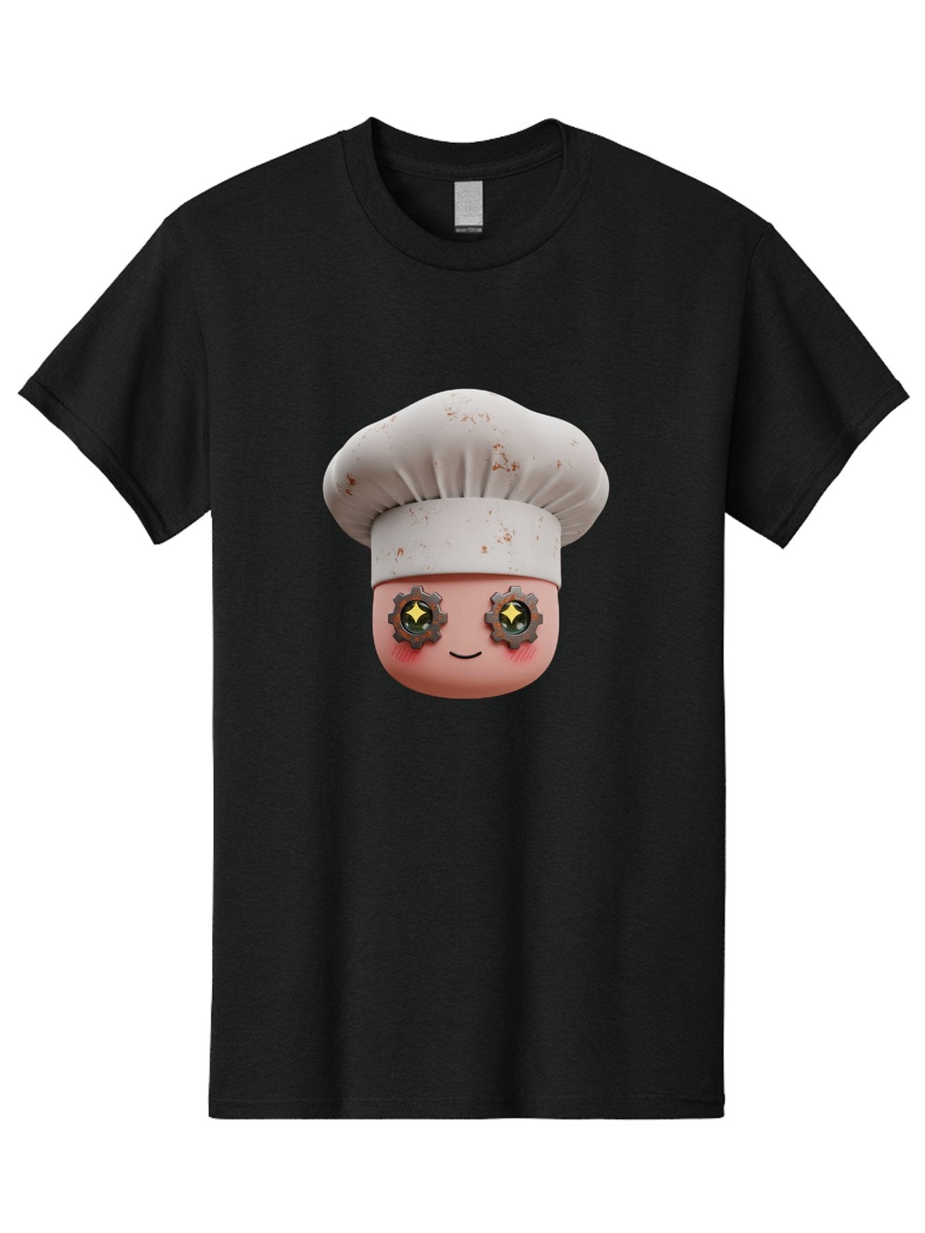 Chef-Emoji-2 Men'S Graphic Tee, 100% Cotton, Comfortable Casual Summer Wear, Machine Washable, Cartoon Chef, Cooking Emoji, Chef Hat, Robotic Eyes, Culinary Art, Kitchen Creativity, Digital Character, Foodie Fun, Animated Chef, Bac817