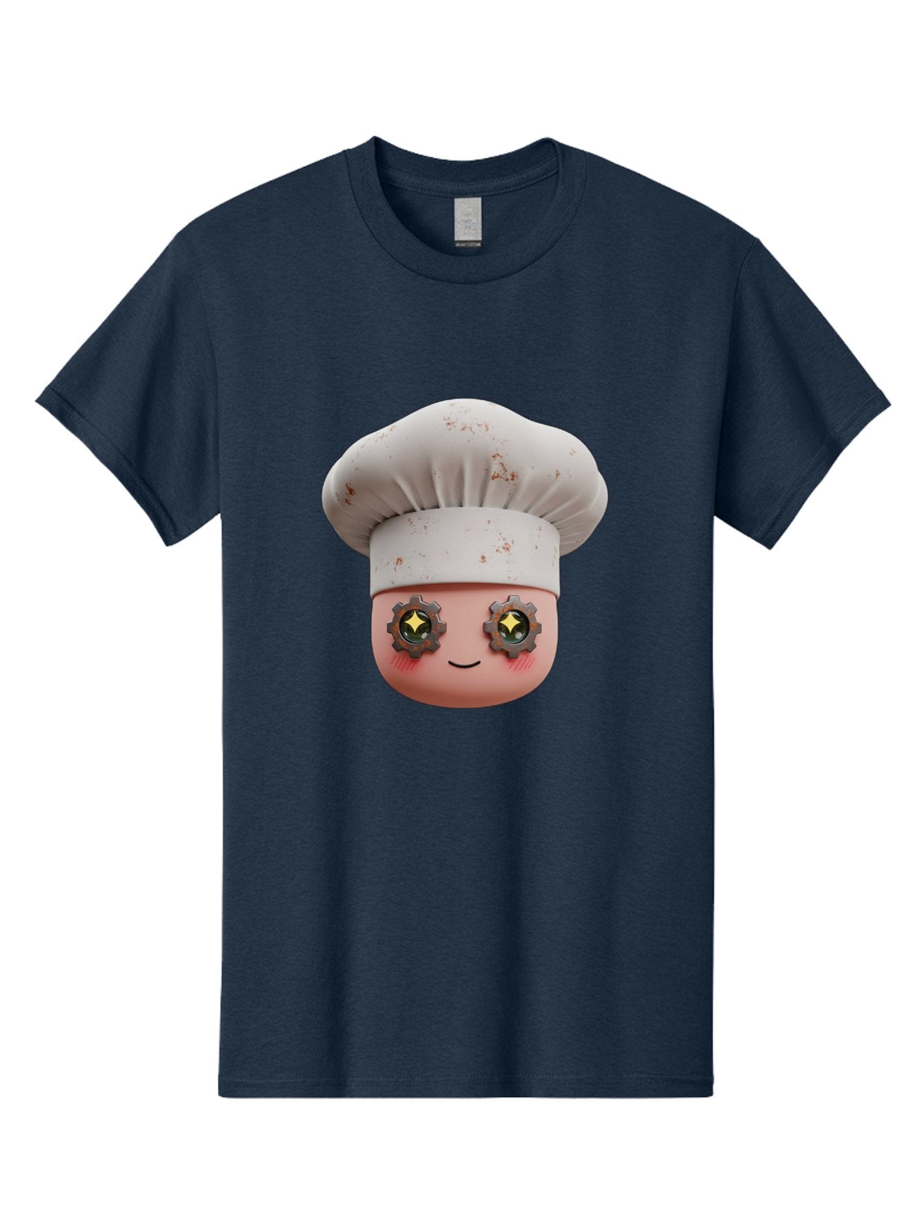 Chef-Emoji-2 Men'S Graphic Tee, 100% Cotton, Comfortable Casual Summer Wear, Machine Washable, Cartoon Chef, Cooking Emoji, Chef Hat, Robotic Eyes, Culinary Art, Kitchen Creativity, Digital Character, Foodie Fun, Animated Chef, Bac817