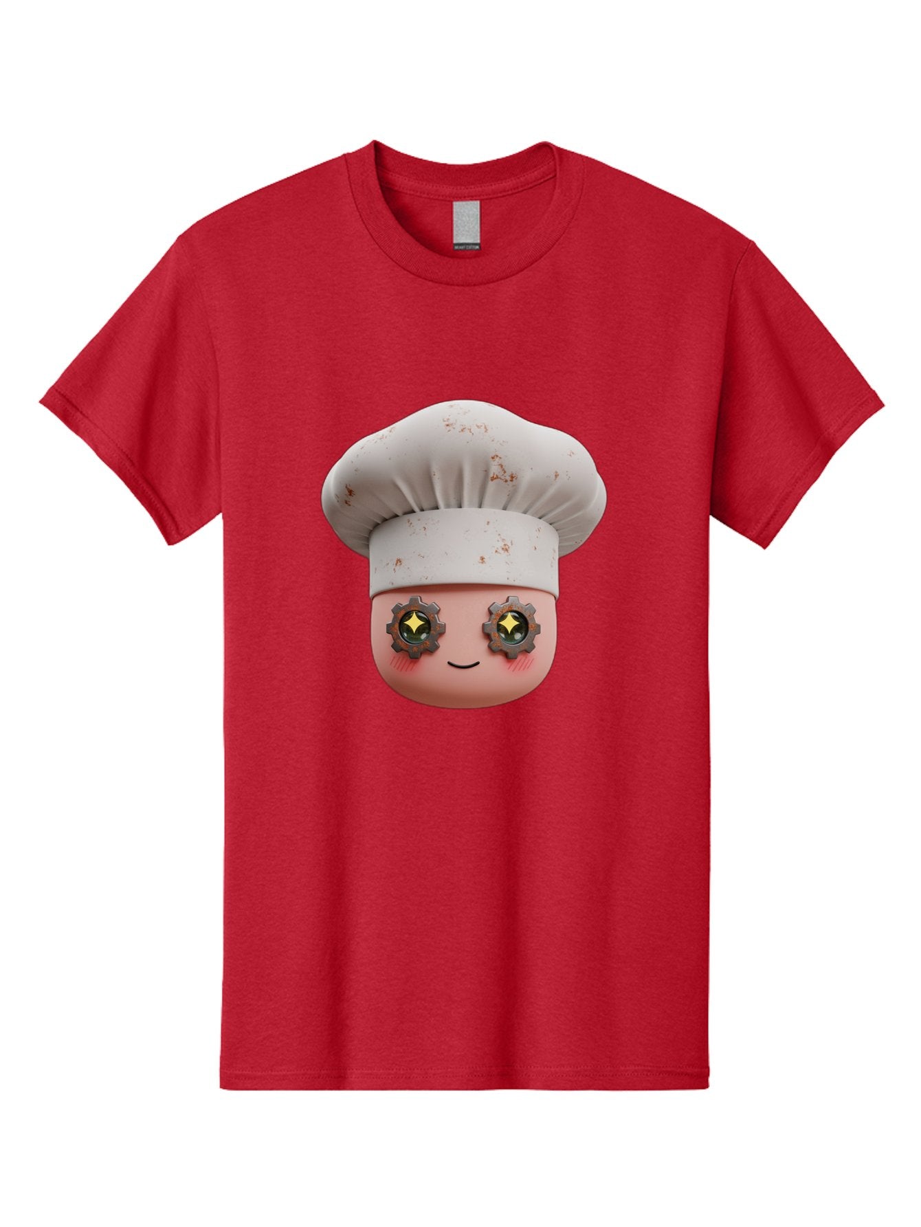 Chef-Emoji-2 Men'S Graphic Tee, 100% Cotton, Comfortable Casual Summer Wear, Machine Washable, Cartoon Chef, Cooking Emoji, Chef Hat, Robotic Eyes, Culinary Art, Kitchen Creativity, Digital Character, Foodie Fun, Animated Chef, Bac817 3