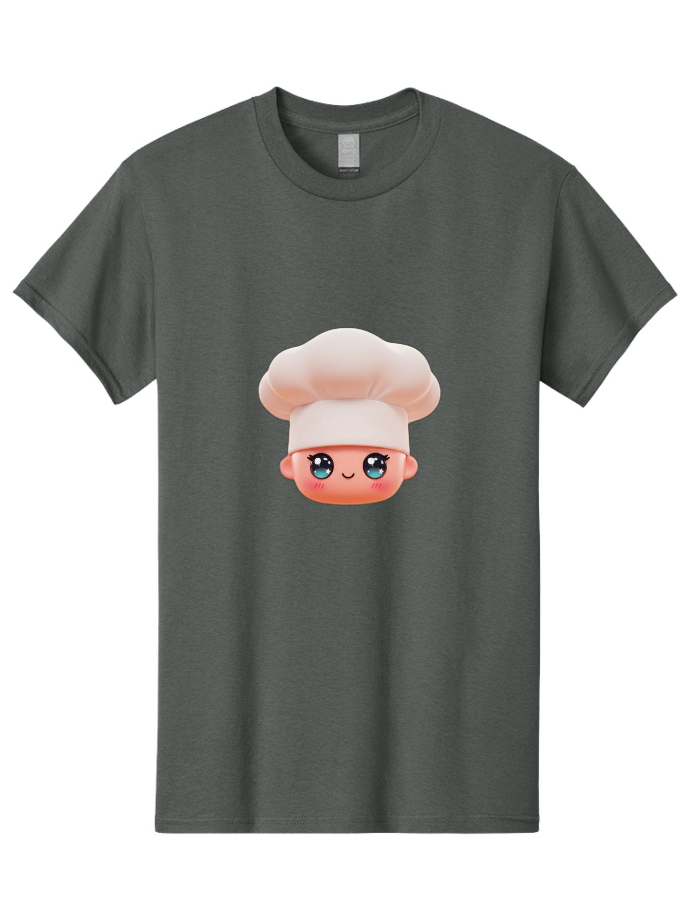 Chef-Emoji-3 Men'S Graphic Tee, 100% Cotton, Comfortable Casual Summer Wear, Machine Washable, Cartoon Character, Chef Hat, Smiling Face, Blue Eyes, Pink Cheeks, Kawaii Style, Cute Illustration, Cooking Theme, Doll Face, Fashion Accessory Bac818 6