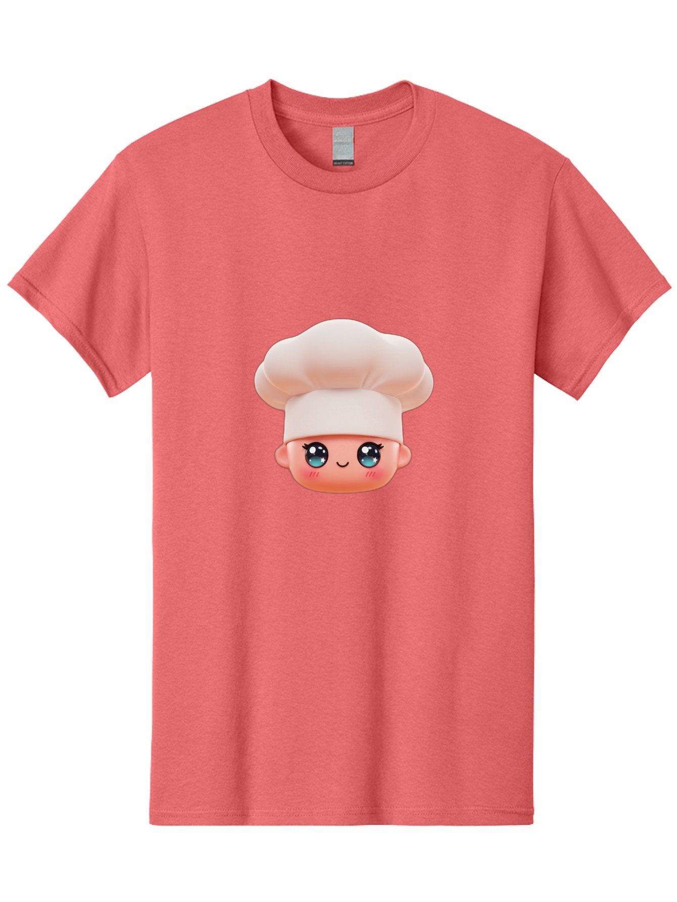 Chef-Emoji-3 Men'S Graphic Tee, 100% Cotton, Comfortable Casual Summer Wear, Machine Washable, Cartoon Character, Chef Hat, Smiling Face, Blue Eyes, Pink Cheeks, Kawaii Style, Cute Illustration, Cooking Theme, Doll Face, Fashion Accessory Bac818 13