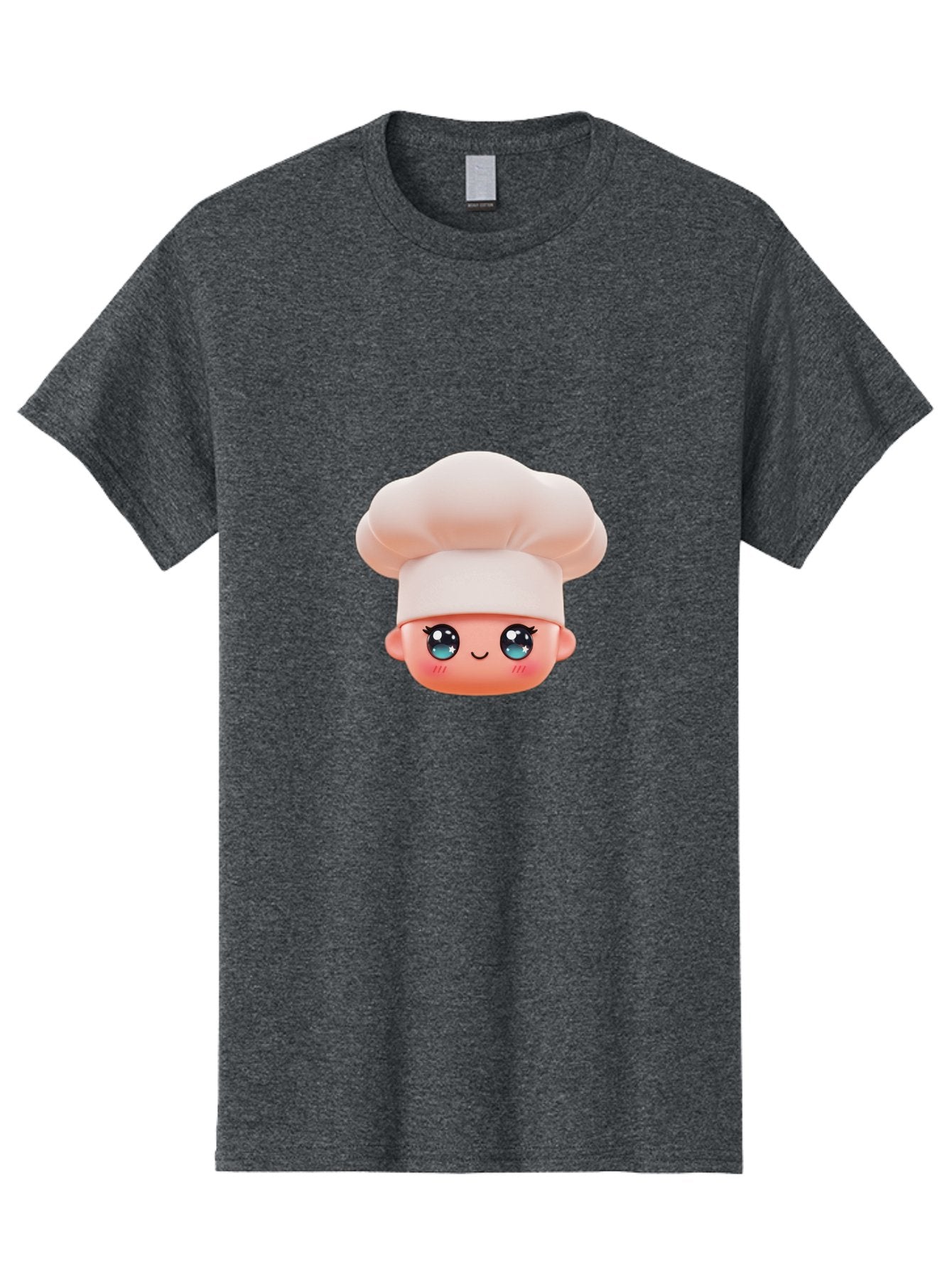 Chef-Emoji-3 Men'S Graphic Tee, 100% Cotton, Comfortable Casual Summer Wear, Machine Washable, Cartoon Character, Chef Hat, Smiling Face, Blue Eyes, Pink Cheeks, Kawaii Style, Cute Illustration, Cooking Theme, Doll Face, Fashion Accessory Bac818 7
