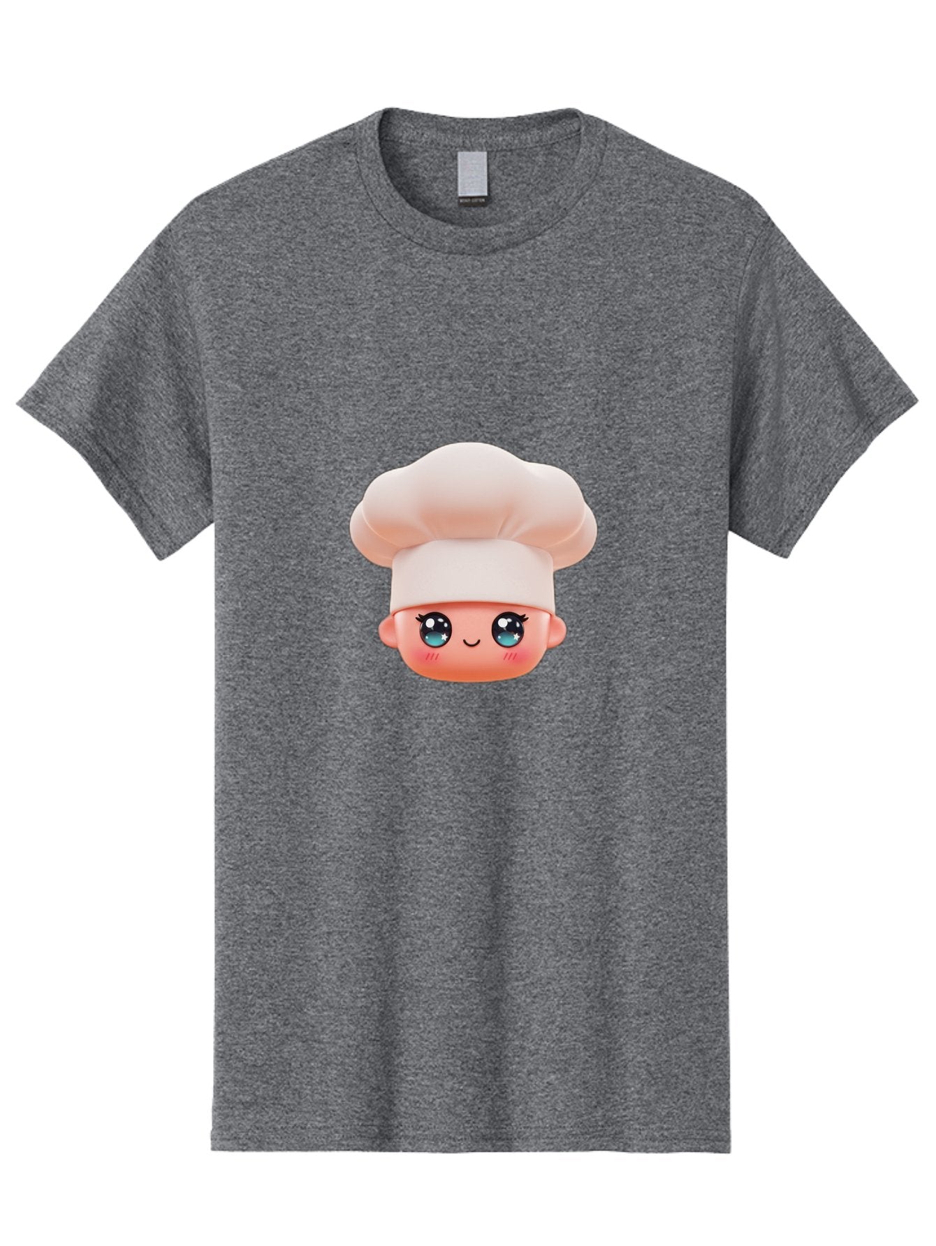 Chef-Emoji-3 Men'S Graphic Tee, 100% Cotton, Comfortable Casual Summer Wear, Machine Washable, Cartoon Character, Chef Hat, Smiling Face, Blue Eyes, Pink Cheeks, Kawaii Style, Cute Illustration, Cooking Theme, Doll Face, Fashion Accessory Bac818 5