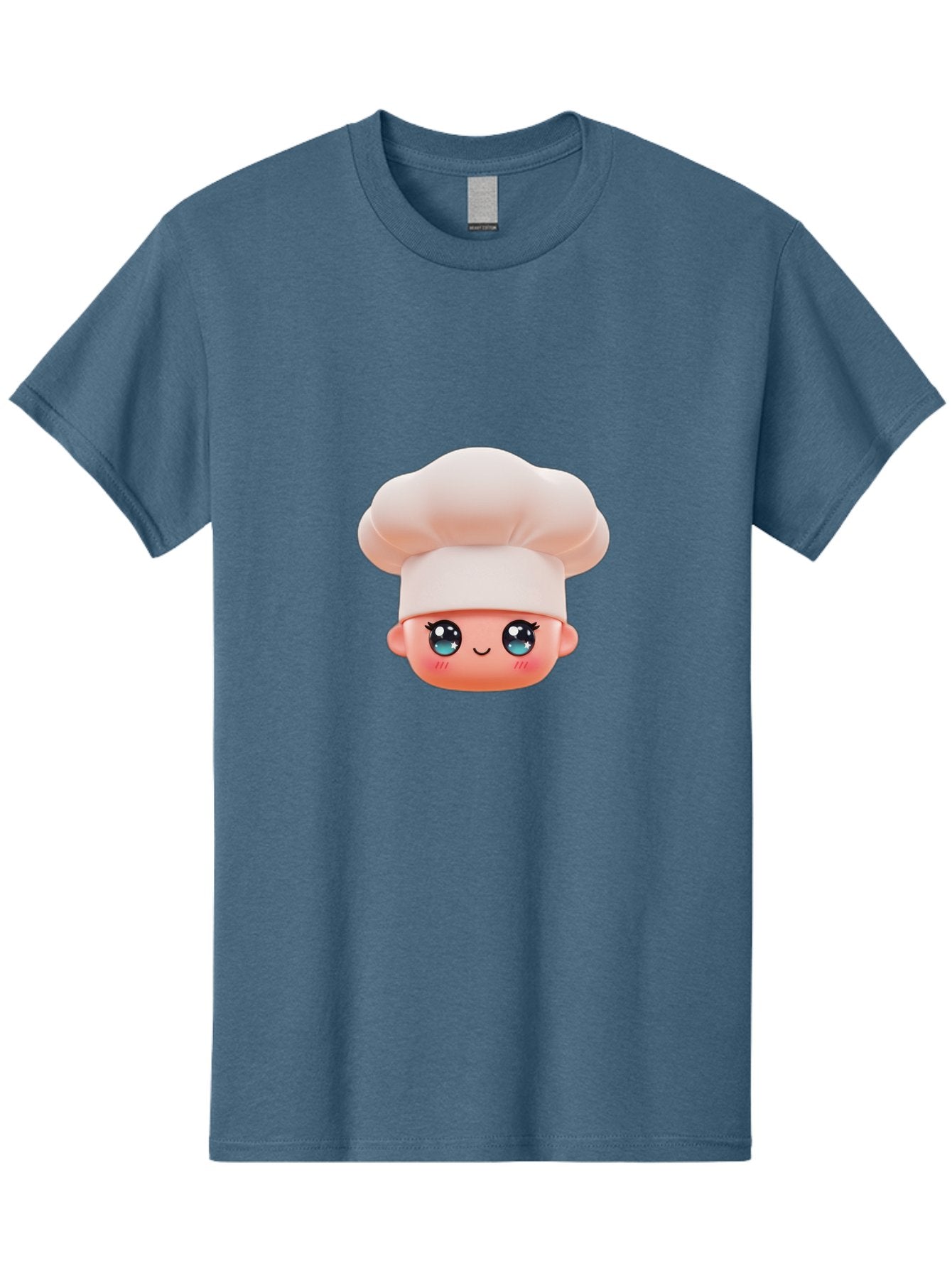 Chef-Emoji-3 Men'S Graphic Tee, 100% Cotton, Comfortable Casual Summer Wear, Machine Washable, Cartoon Character, Chef Hat, Smiling Face, Blue Eyes, Pink Cheeks, Kawaii Style, Cute Illustration, Cooking Theme, Doll Face, Fashion Accessory Bac818 3