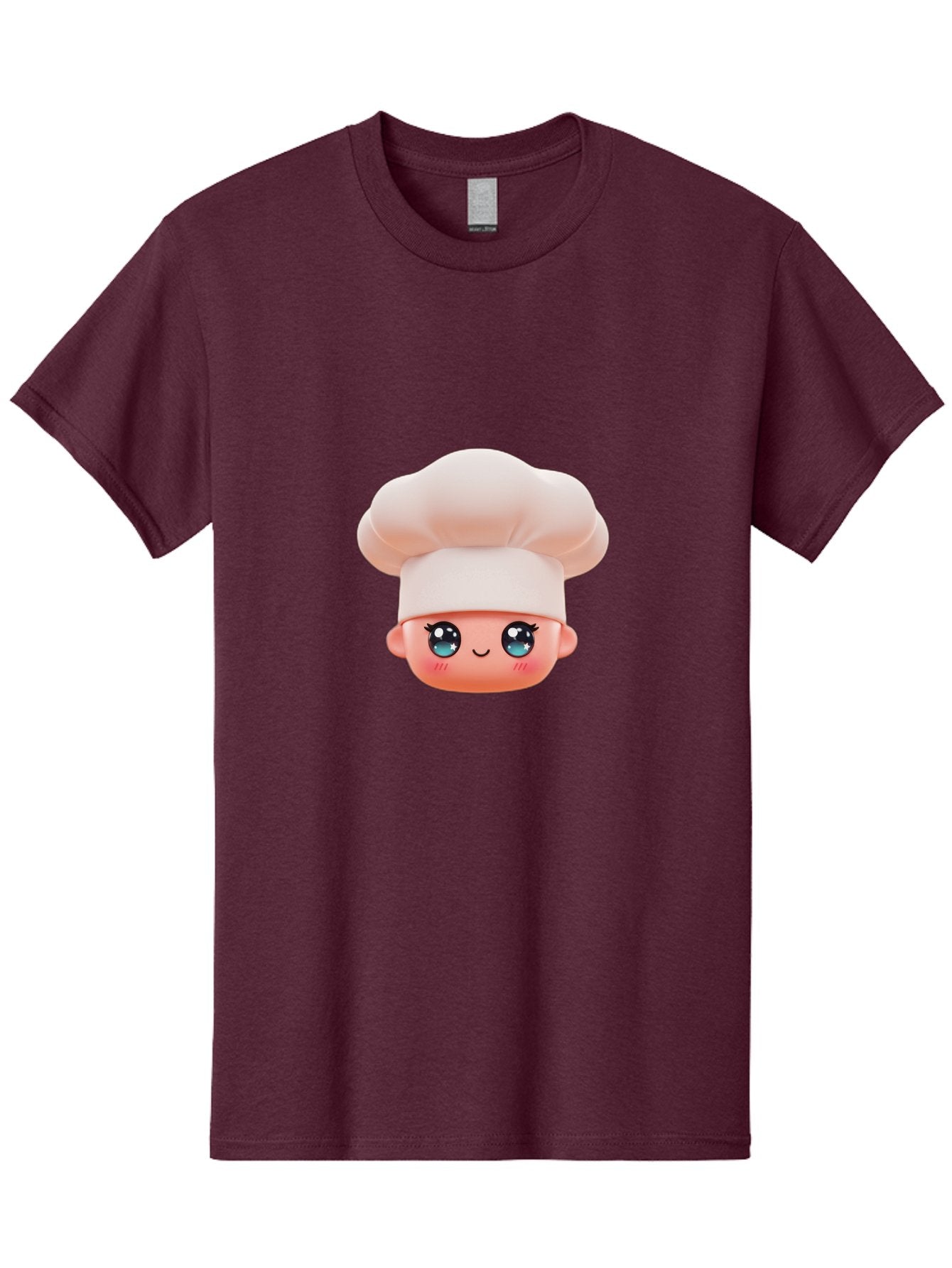 Chef-Emoji-3 Men'S Graphic Tee, 100% Cotton, Comfortable Casual Summer Wear, Machine Washable, Cartoon Character, Chef Hat, Smiling Face, Blue Eyes, Pink Cheeks, Kawaii Style, Cute Illustration, Cooking Theme, Doll Face, Fashion Accessory Bac818 4