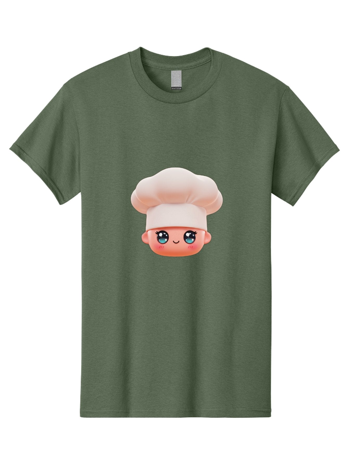 Chef-Emoji-3 Men'S Graphic Tee, 100% Cotton, Comfortable Casual Summer Wear, Machine Washable, Cartoon Character, Chef Hat, Smiling Face, Blue Eyes, Pink Cheeks, Kawaii Style, Cute Illustration, Cooking Theme, Doll Face, Fashion Accessory Bac818 9