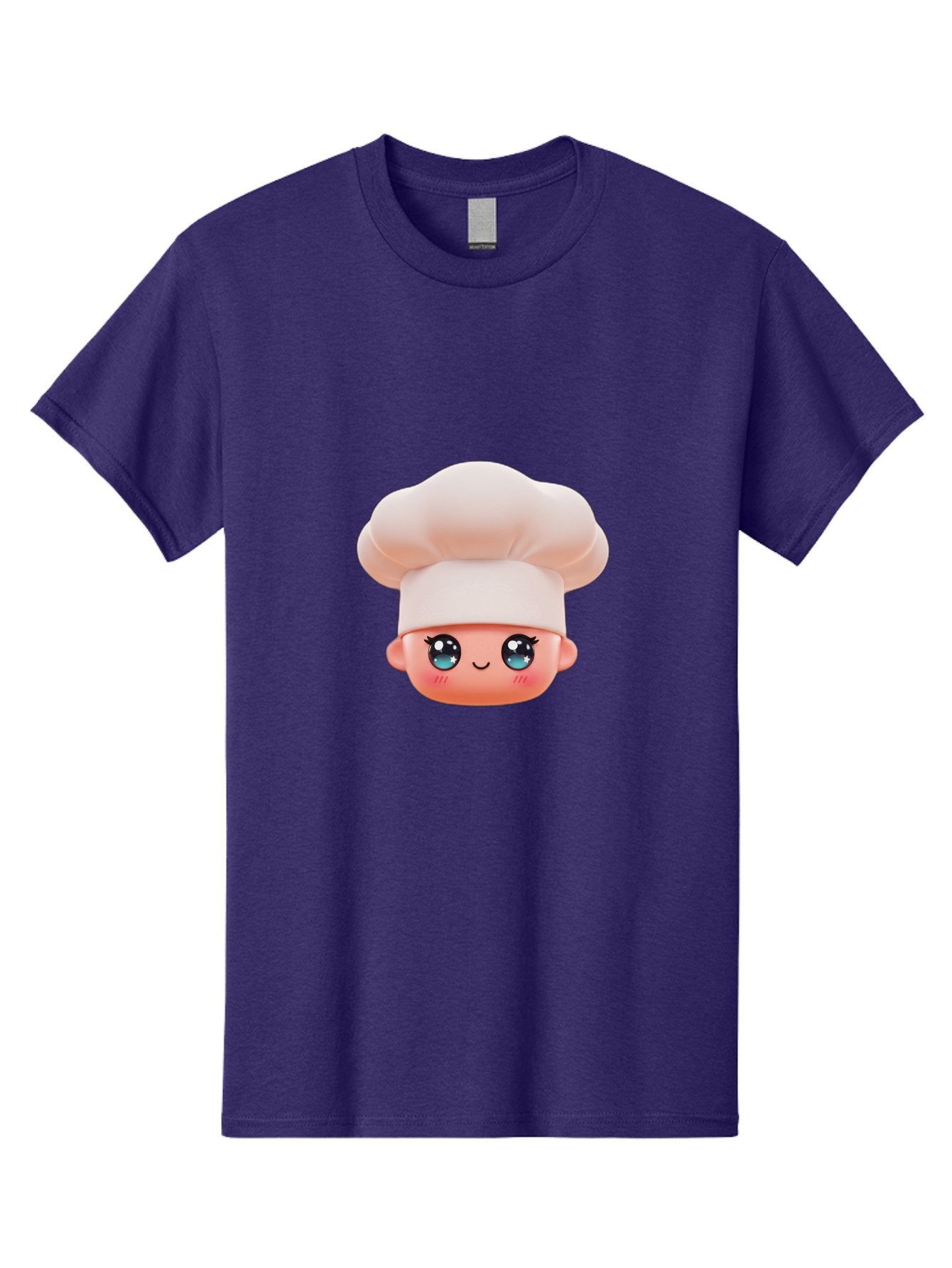 Chef-Emoji-3 Men'S Graphic Tee, 100% Cotton, Comfortable Casual Summer Wear, Machine Washable, Cartoon Character, Chef Hat, Smiling Face, Blue Eyes, Pink Cheeks, Kawaii Style, Cute Illustration, Cooking Theme, Doll Face, Fashion Accessory Bac818 11