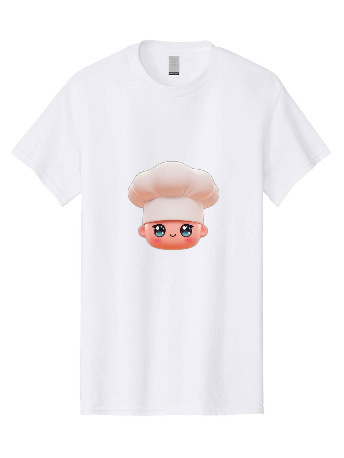 Chef-Emoji-3 Men'S Graphic Tee, 100% Cotton, Comfortable Casual Summer Wear, Machine Washable, Cartoon Character, Chef Hat, Smiling Face, Blue Eyes, Pink Cheeks, Kawaii Style, Cute Illustration, Cooking Theme, Doll Face, Fashion Accessory Bac818 8