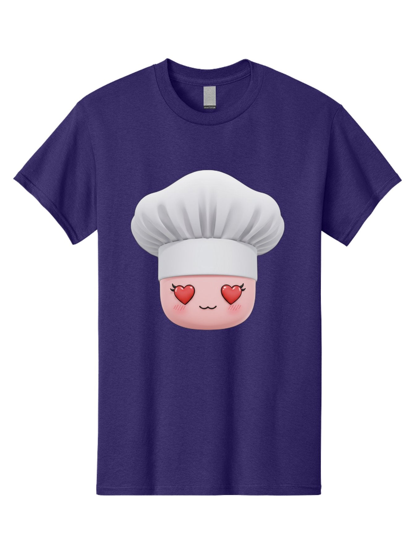 Chef-Emoji Men'S Graphic Tee, 100% Cotton, Comfortable Casual Summer Wear, Machine Washable, Cartoon Chef Hat, Chef Emoji, Cute Chef Face, Heart Eyes, Cooking Love, Culinary Passion, Adorable Character, Facial Expression, Cartoon Style Bac819