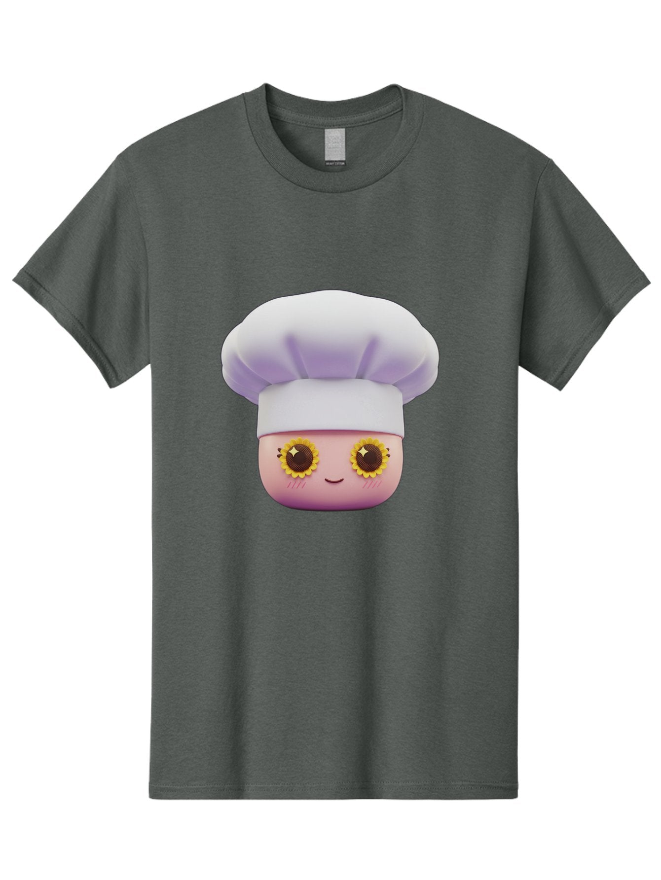 Chef-Emoticon Men'S Graphic Tee, 100% Cotton, Comfortable Casual Summer Wear, Machine Washable, Chef Character, Cute Emoji, Cooking Theme, Sunflower Eyes, Happy Face, Culinary Arts, Kitchen Icon, Cartoon Style Bac820