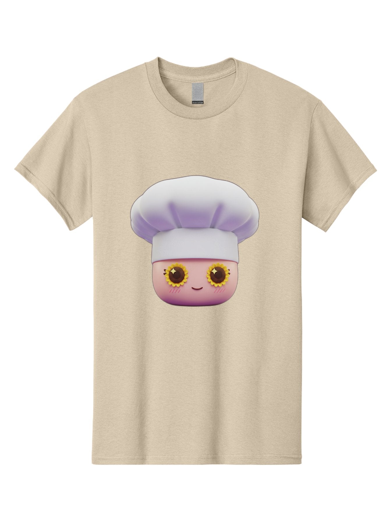 Chef-Emoticon Men'S Graphic Tee, 100% Cotton, Comfortable Casual Summer Wear, Machine Washable, Chef Character, Cute Emoji, Cooking Theme, Sunflower Eyes, Happy Face, Culinary Arts, Kitchen Icon, Cartoon Style Bac820 3