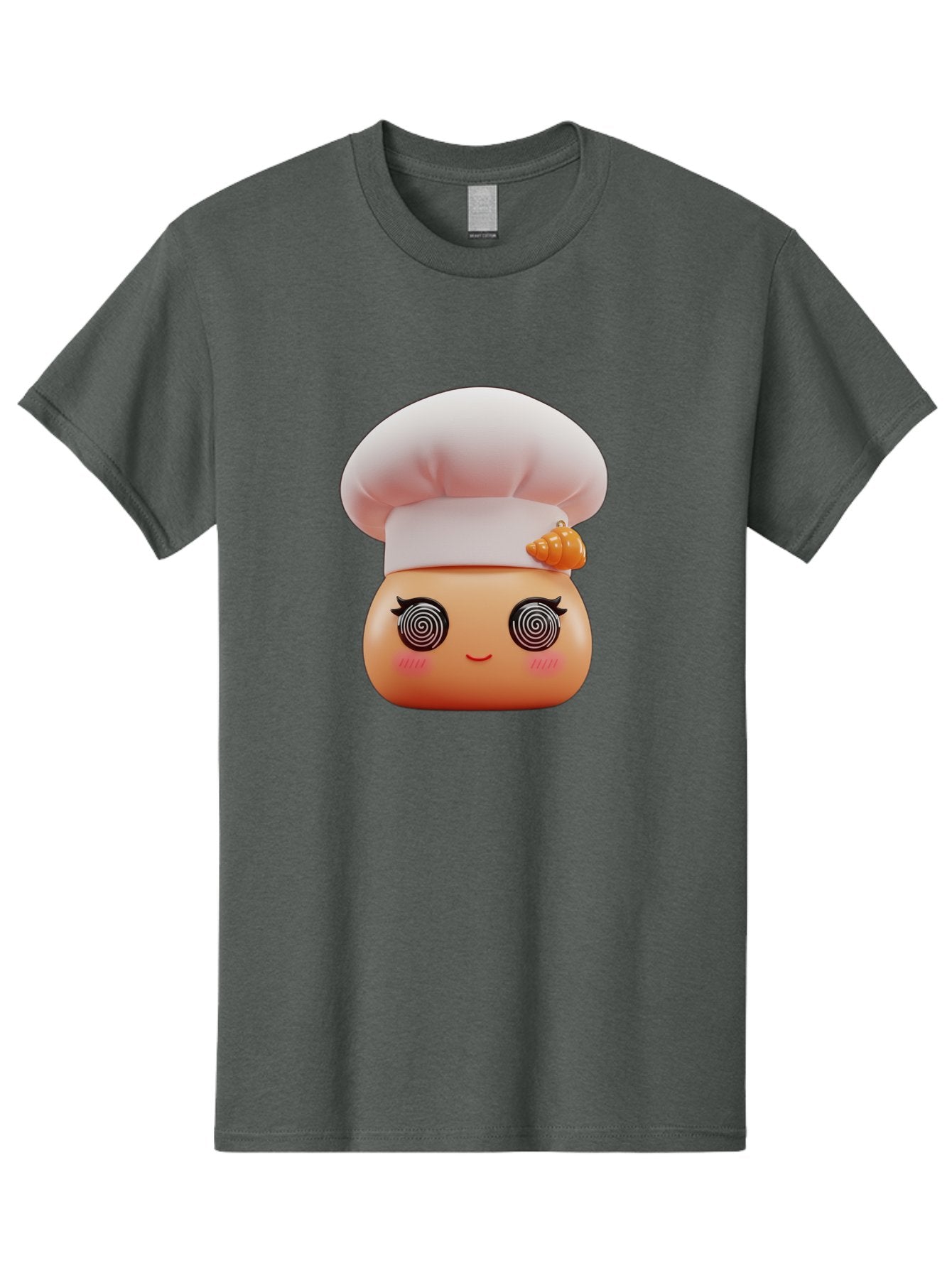 Chef-Face Men'S Graphic Tee, 100% Cotton, Comfortable Casual Summer Wear, Machine Washable, Cartoon Character, Chef Hat, Spiral Eyes, Cute Face, Cooking Theme, Kitchen Art, Whimsical Design, Kawaii Style, Playful Character Bac822 14