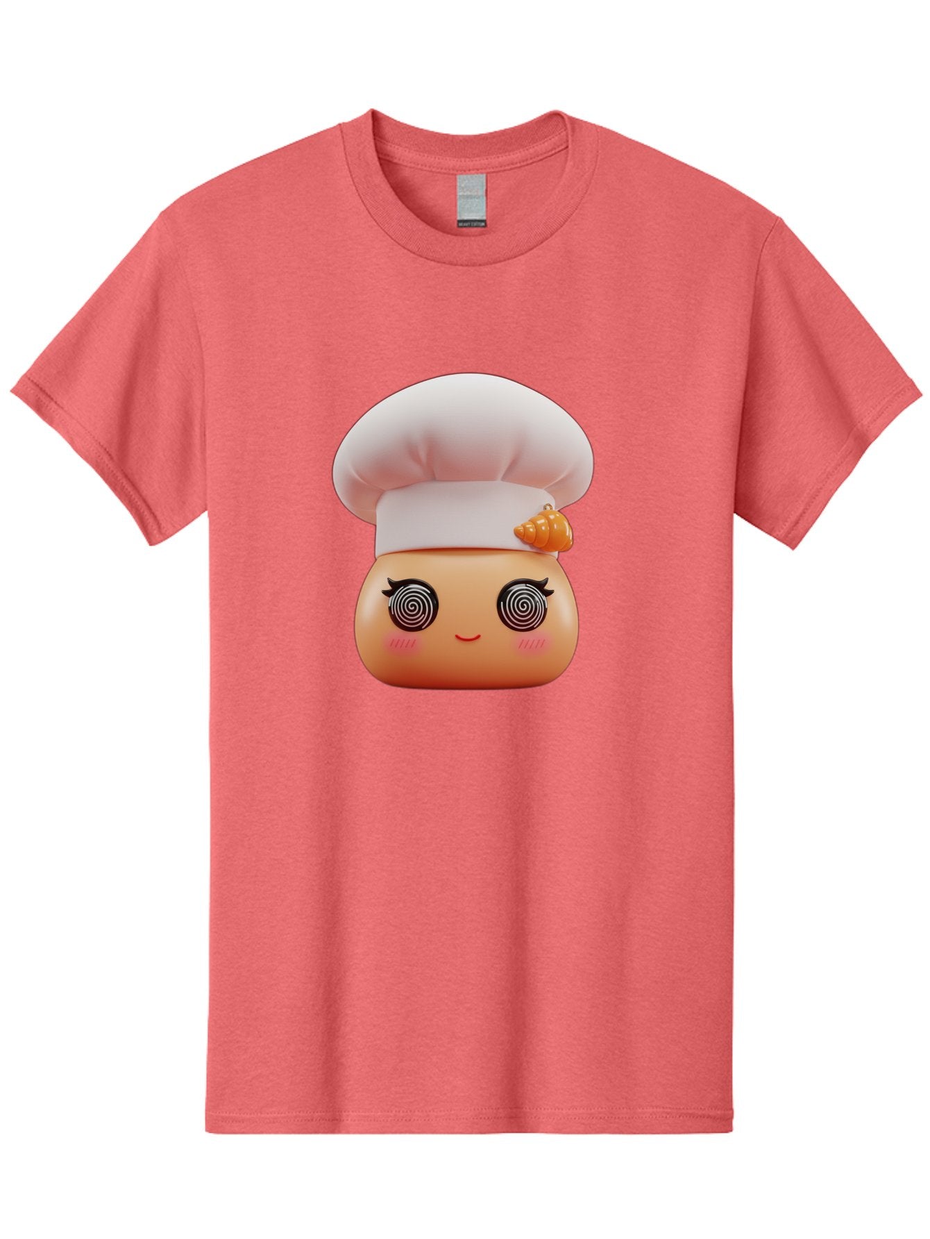 Chef-Face Men'S Graphic Tee, 100% Cotton, Comfortable Casual Summer Wear, Machine Washable, Cartoon Character, Chef Hat, Spiral Eyes, Cute Face, Cooking Theme, Kitchen Art, Whimsical Design, Kawaii Style, Playful Character Bac822 8