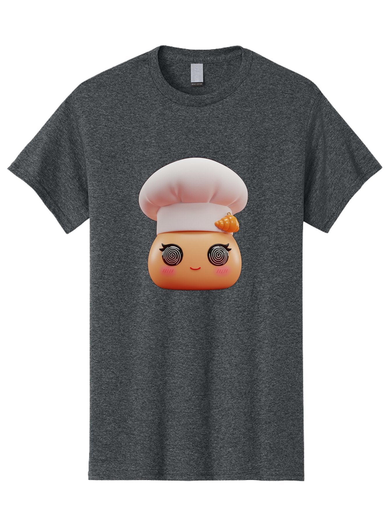 Chef-Face Men'S Graphic Tee, 100% Cotton, Comfortable Casual Summer Wear, Machine Washable, Cartoon Character, Chef Hat, Spiral Eyes, Cute Face, Cooking Theme, Kitchen Art, Whimsical Design, Kawaii Style, Playful Character Bac822 4