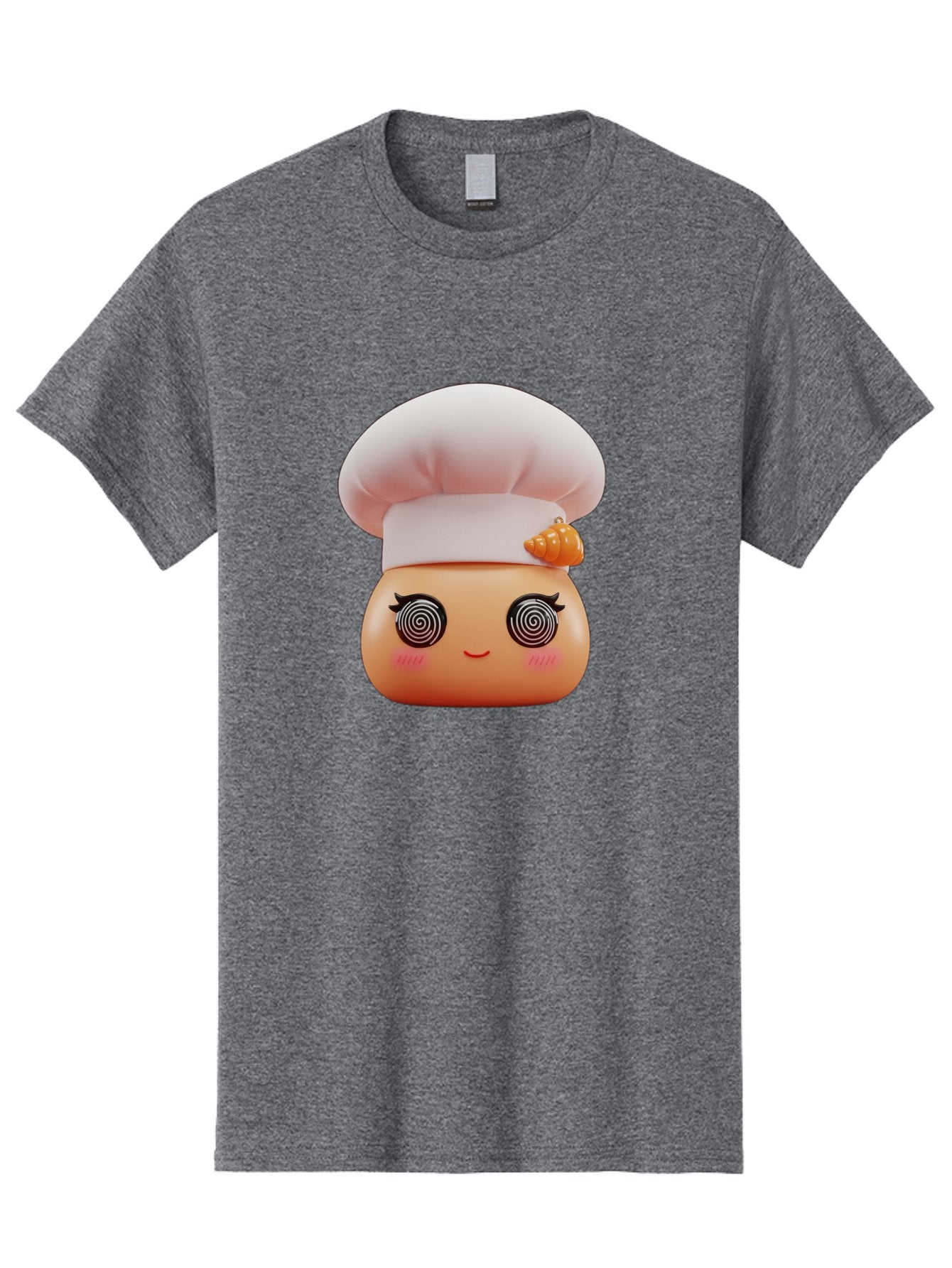 Chef-Face Men'S Graphic Tee, 100% Cotton, Comfortable Casual Summer Wear, Machine Washable, Cartoon Character, Chef Hat, Spiral Eyes, Cute Face, Cooking Theme, Kitchen Art, Whimsical Design, Kawaii Style, Playful Character Bac822 6