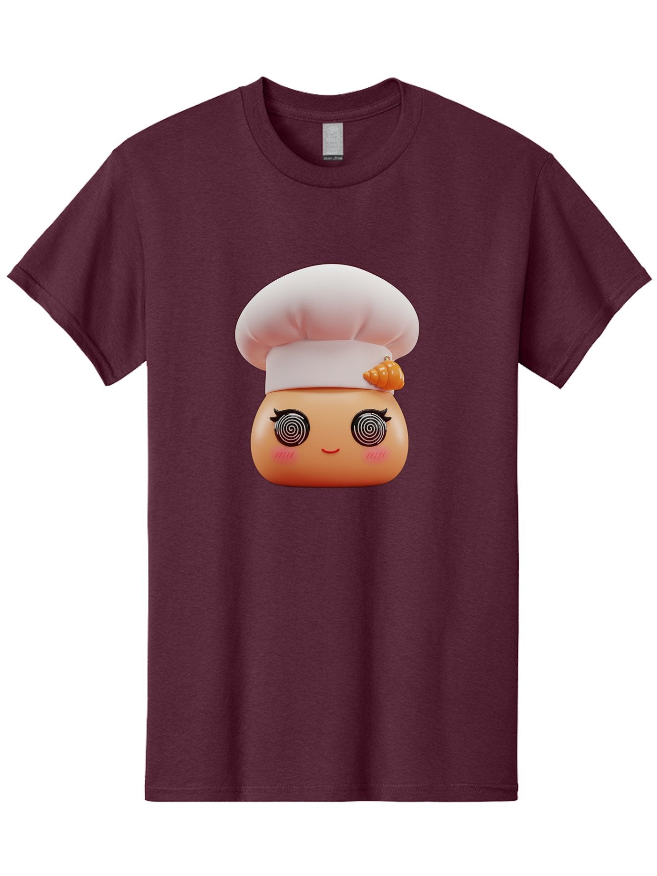 Chef-Face Men'S Graphic Tee, 100% Cotton, Comfortable Casual Summer Wear, Machine Washable, Cartoon Character, Chef Hat, Spiral Eyes, Cute Face, Cooking Theme, Kitchen Art, Whimsical Design, Kawaii Style, Playful Character Bac822 13