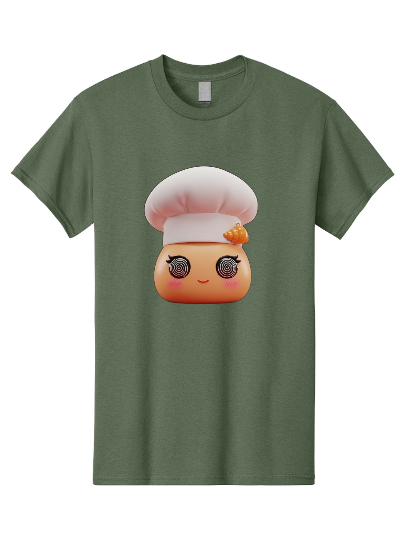 Chef-Face Men'S Graphic Tee, 100% Cotton, Comfortable Casual Summer Wear, Machine Washable, Cartoon Character, Chef Hat, Spiral Eyes, Cute Face, Cooking Theme, Kitchen Art, Whimsical Design, Kawaii Style, Playful Character Bac822 9