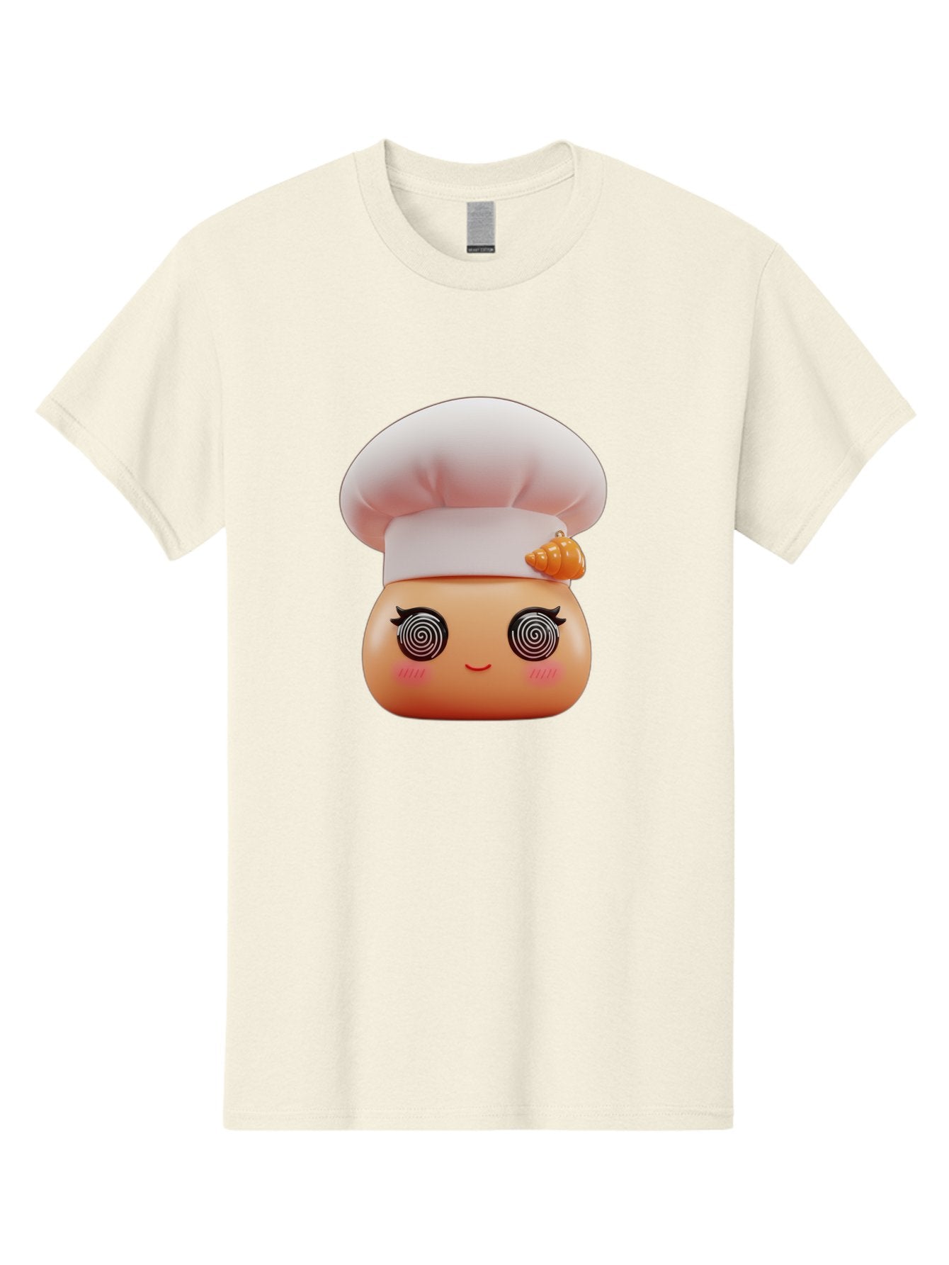 Chef-Face Men'S Graphic Tee, 100% Cotton, Comfortable Casual Summer Wear, Machine Washable, Cartoon Character, Chef Hat, Spiral Eyes, Cute Face, Cooking Theme, Kitchen Art, Whimsical Design, Kawaii Style, Playful Character Bac822