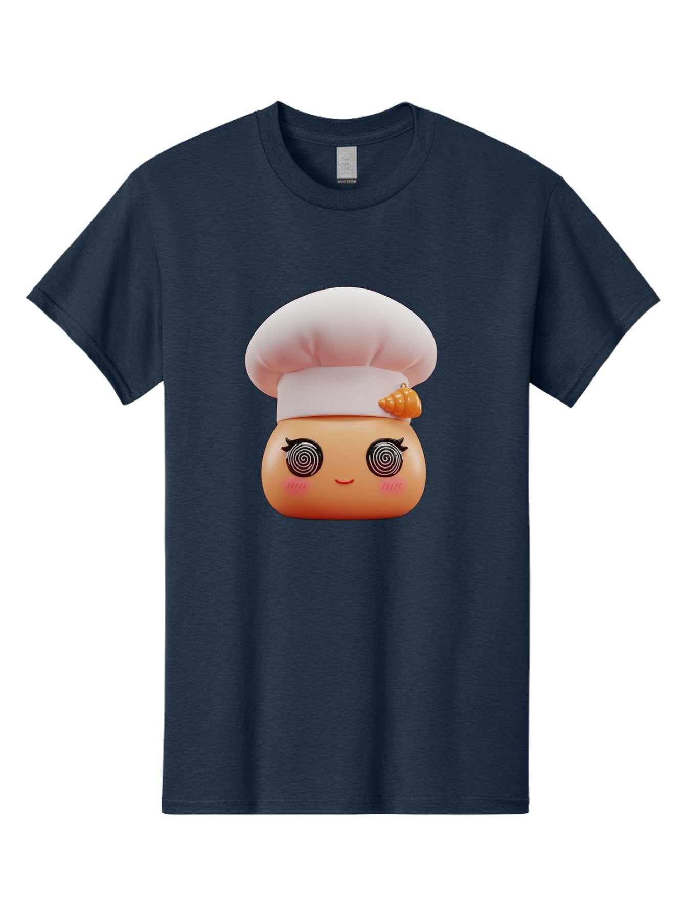 Chef-Face Men'S Graphic Tee, 100% Cotton, Comfortable Casual Summer Wear, Machine Washable, Cartoon Character, Chef Hat, Spiral Eyes, Cute Face, Cooking Theme, Kitchen Art, Whimsical Design, Kawaii Style, Playful Character Bac822 12