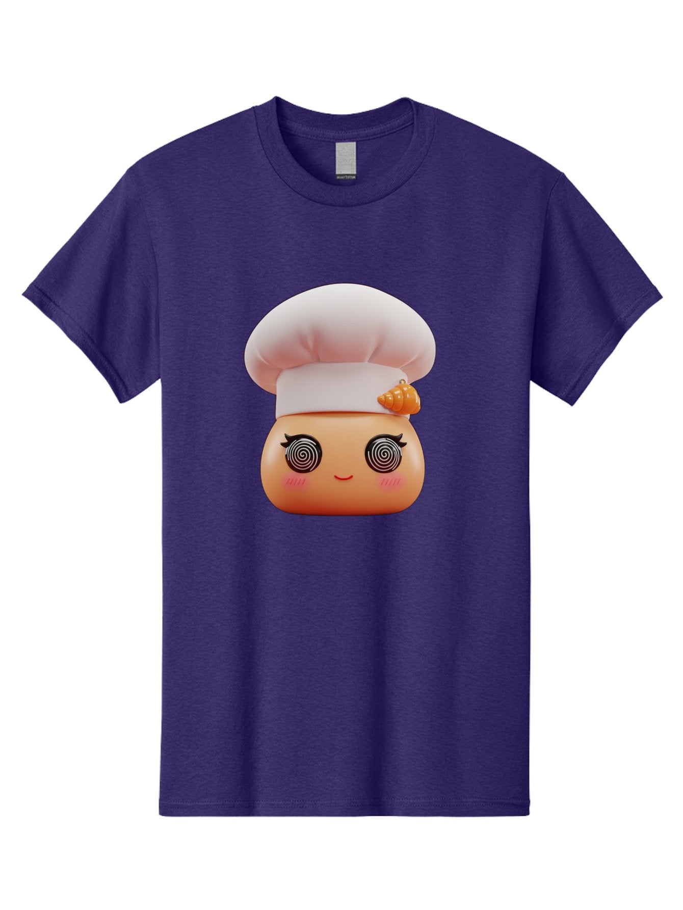 Chef-Face Men'S Graphic Tee, 100% Cotton, Comfortable Casual Summer Wear, Machine Washable, Cartoon Character, Chef Hat, Spiral Eyes, Cute Face, Cooking Theme, Kitchen Art, Whimsical Design, Kawaii Style, Playful Character Bac822 5