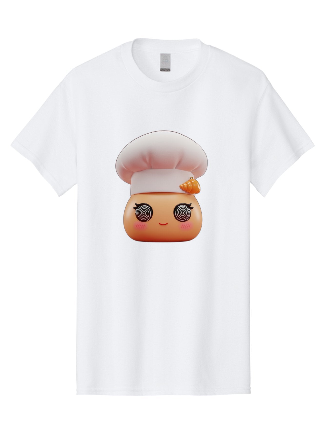 Chef-Face Men'S Graphic Tee, 100% Cotton, Comfortable Casual Summer Wear, Machine Washable, Cartoon Character, Chef Hat, Spiral Eyes, Cute Face, Cooking Theme, Kitchen Art, Whimsical Design, Kawaii Style, Playful Character Bac822 15