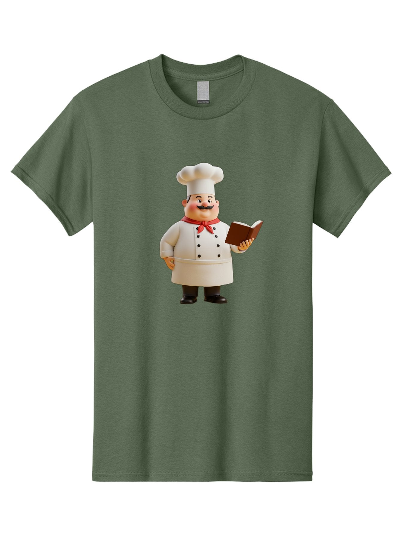 Chef-Figurine-2 Men'S Graphic Tee, 100% Cotton, Comfortable Casual Summer Wear, Machine Washable, Chef Hat, Chef Jacket, Red Neckerchief, Cookbook, Recipe Book, Chef Character, Cartoon Chef, Mustached Man, Cooking Attire, Culinary Expert Bac824 14