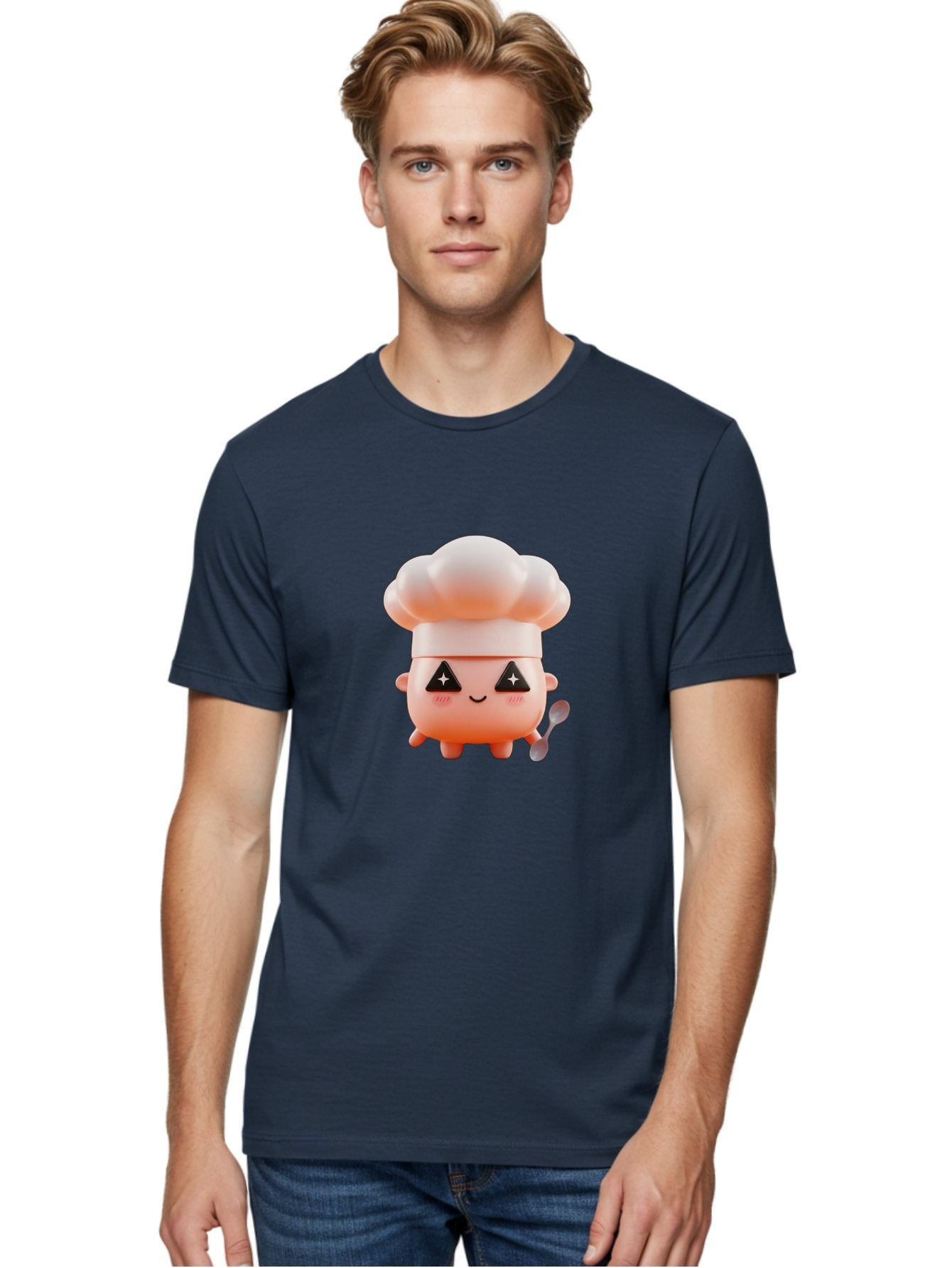 Chef-Hat-Character-1 Men'S Graphic Tee, 100% Cotton, Comfortable Casual Summer Wear, Machine Washable, Cute Chef, Cartoon Character, Cooking, Kitchen Utensils, Chef Hat, Kawaii, Adorable, Chef Mascot, Cooking Mascot Bac828 22