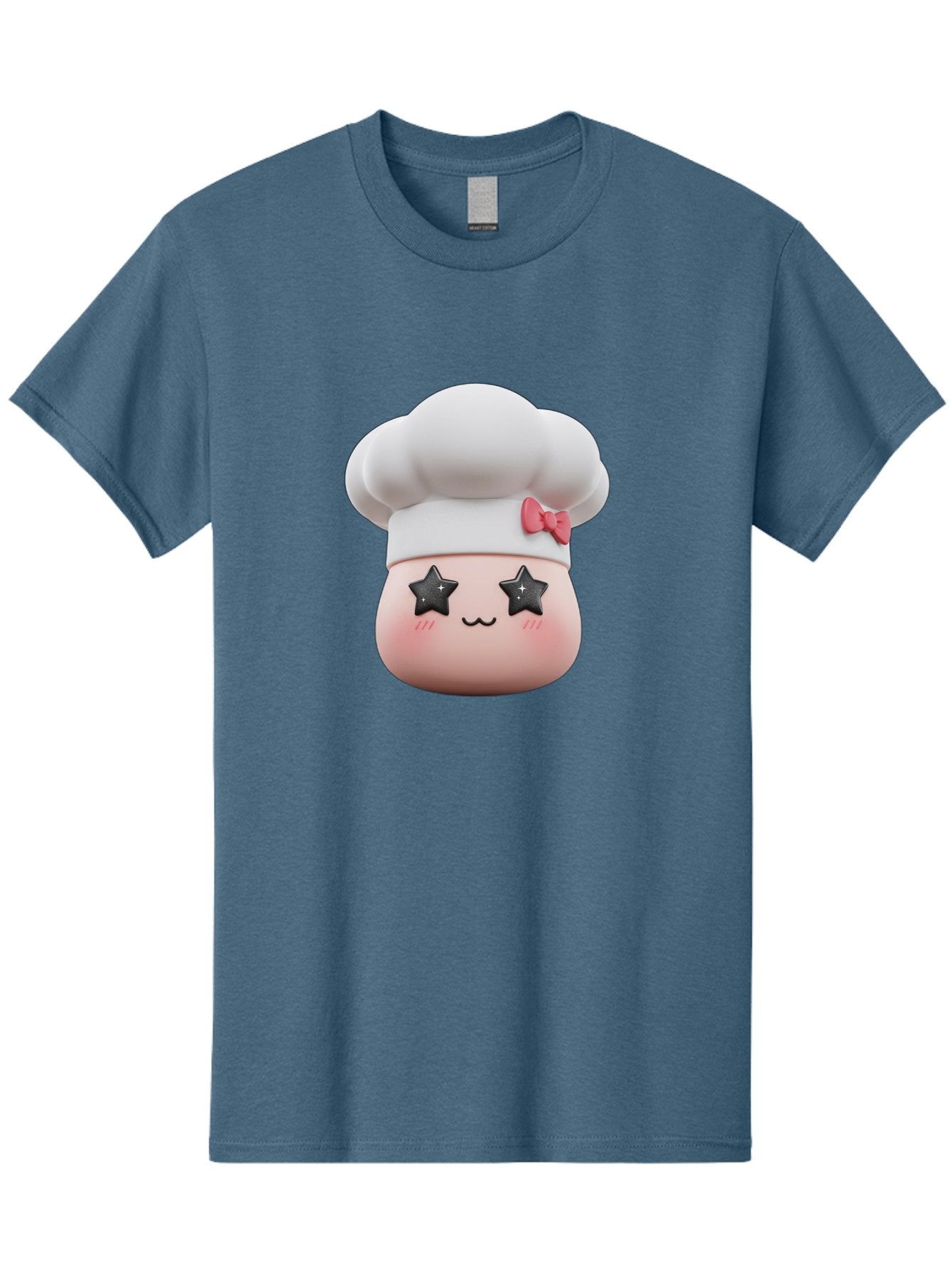 Chef-Hat-Character Men'S Graphic Tee, 100% Cotton, Comfortable Casual Summer Wear, Machine Washable, Cute Cartoon Chef, Cooking Character, Kawaii Foodie, Chef'S Hat, Pink Bow, Star Eyes, Smiling Face, Rosy Cheeks, Baking Illustration, Bac829 12