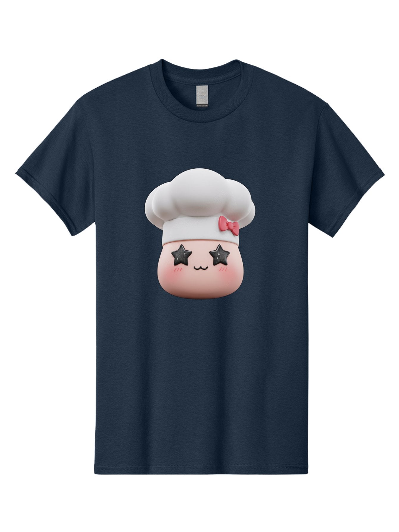 Chef-Hat-Character Men'S Graphic Tee, 100% Cotton, Comfortable Casual Summer Wear, Machine Washable, Cute Cartoon Chef, Cooking Character, Kawaii Foodie, Chef'S Hat, Pink Bow, Star Eyes, Smiling Face, Rosy Cheeks, Baking Illustration, Bac829 15
