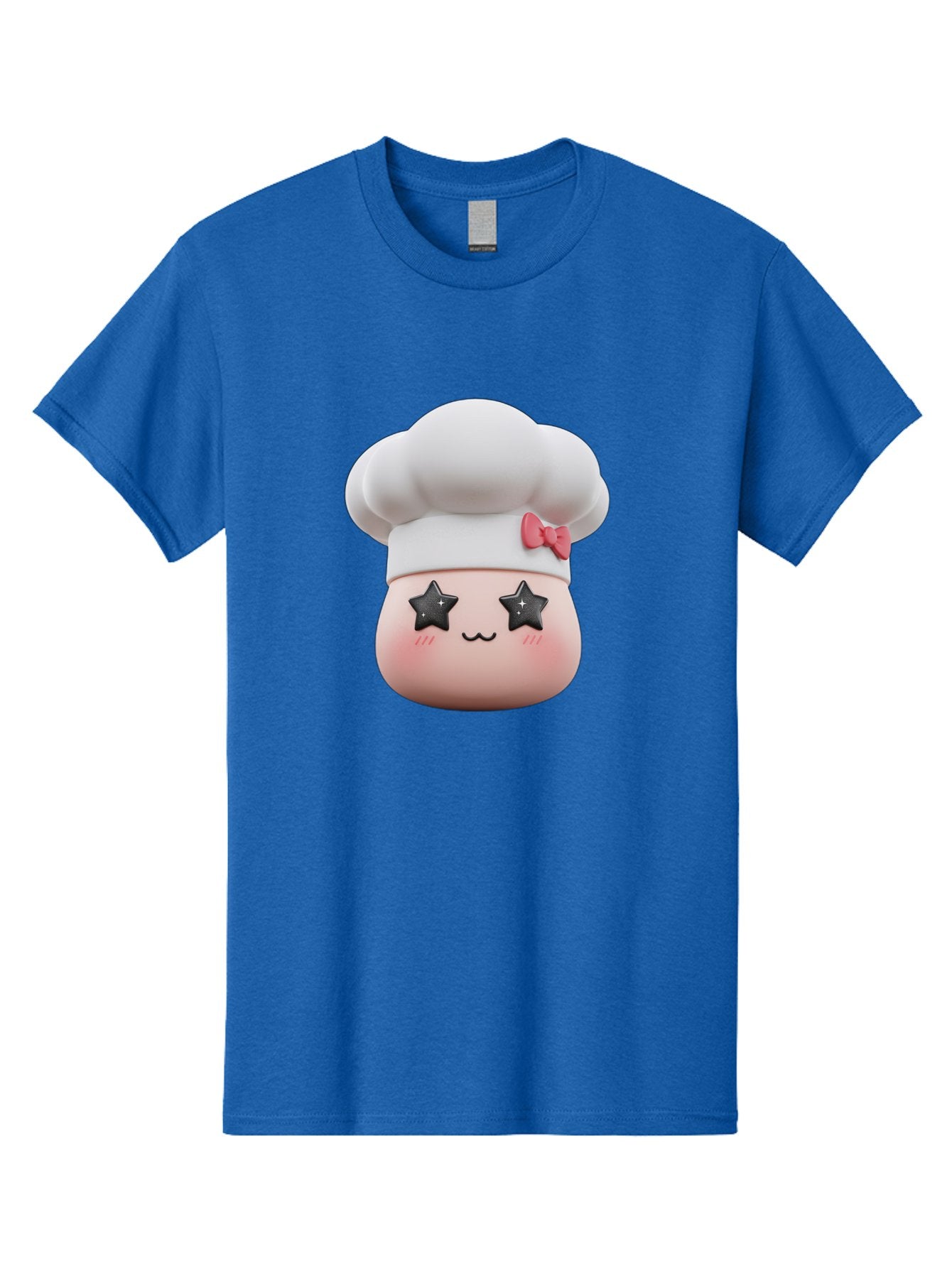 Chef-Hat-Character Men'S Graphic Tee, 100% Cotton, Comfortable Casual Summer Wear, Machine Washable, Cute Cartoon Chef, Cooking Character, Kawaii Foodie, Chef'S Hat, Pink Bow, Star Eyes, Smiling Face, Rosy Cheeks, Baking Illustration, Bac829 10