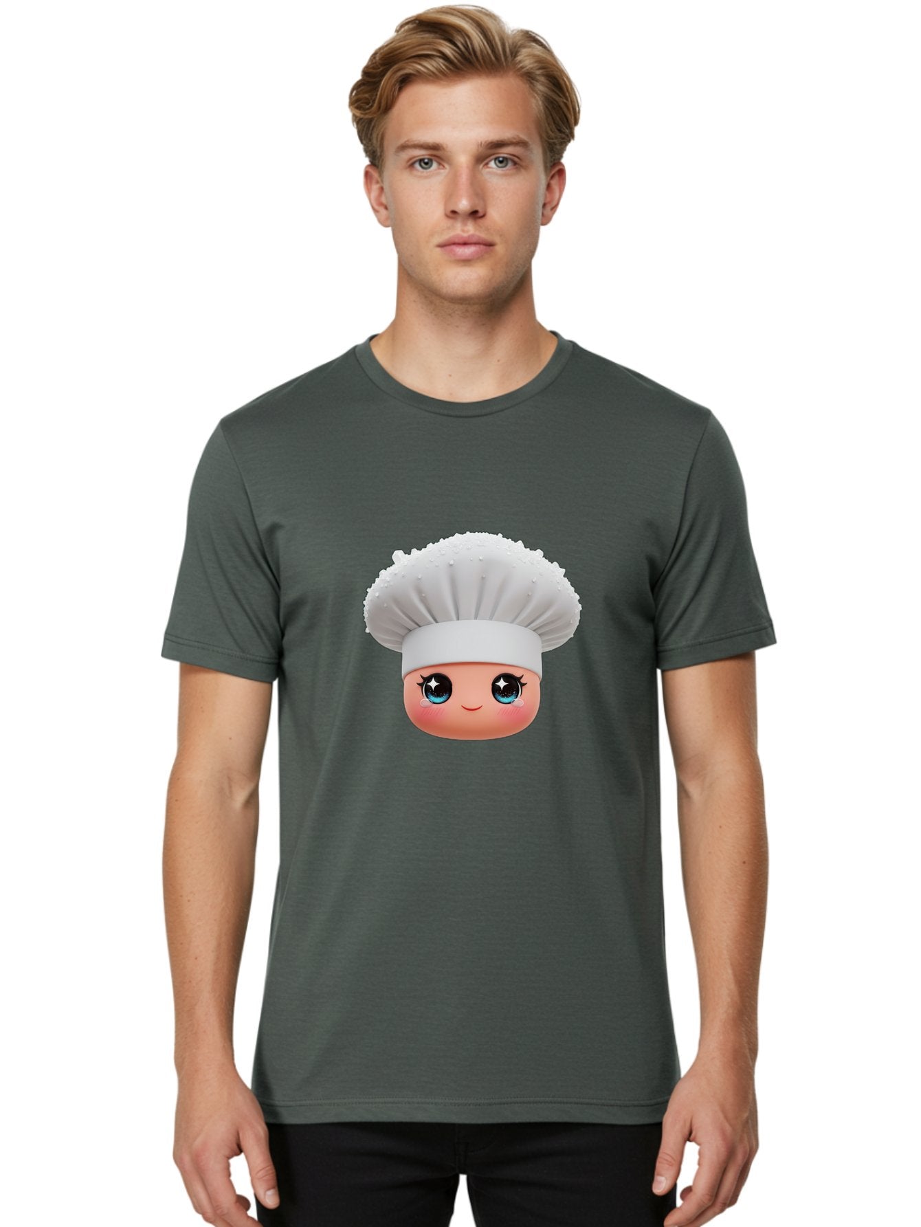 Chef-Hat-Emoji Men'S Graphic Tee, 100% Cotton, Comfortable Casual Summer Wear, Machine Washable, Cartoon Chef, Cooking Emoji, Chef Hat, Cute Face, Sparkly Eyes, Blue Eyes, Culinary Art, Chef Character, Cartoon Character, Cooking Symbol, Bac830 29