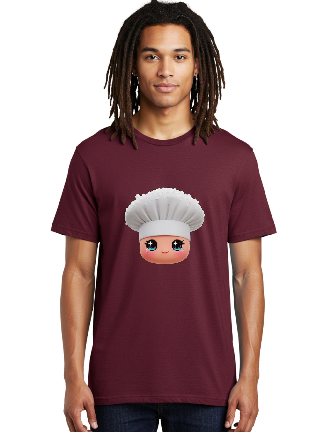 Chef-Hat-Emoji Men'S Graphic Tee, 100% Cotton, Comfortable Casual Summer Wear, Machine Washable, Cartoon Chef, Cooking Emoji, Chef Hat, Cute Face, Sparkly Eyes, Blue Eyes, Culinary Art, Chef Character, Cartoon Character, Cooking Symbol, Bac830 25
