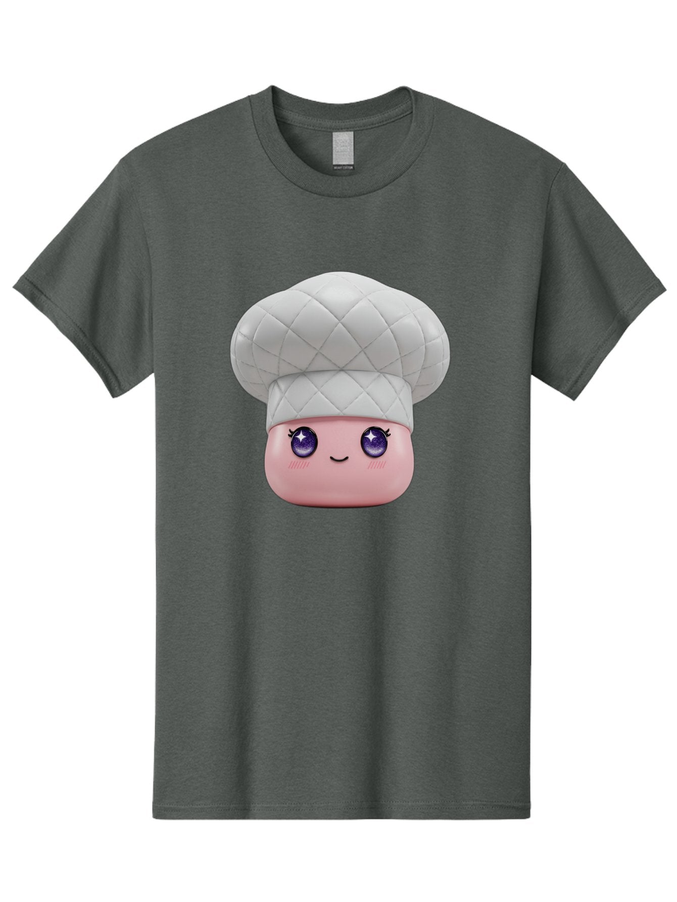 Chef-Hat-Face-1 Men'S Graphic Tee, 100% Cotton, Comfortable Casual Summer Wear, Machine Washable, Pink Face, Chef Hat, Cartoon Style, Purple Eyes, Eyelashes, Smiling Face, Cute Character, Cooking Theme, Culinary Art, Adorable Design, Bac831 11