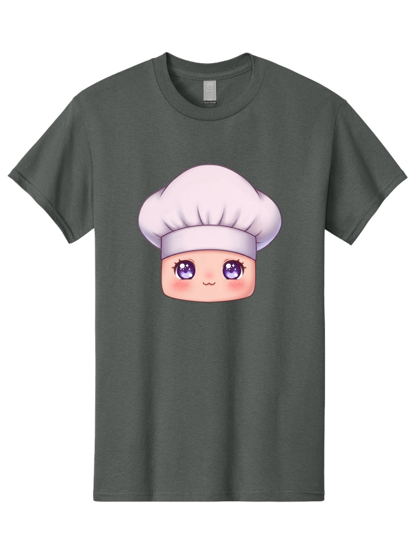 Chef-Hat-Face Men'S Graphic Tee, 100% Cotton, Comfortable Casual Summer Wear, Machine Washable, Cartoon Chef, Cute Face, Purple Eyes, Chef Hat, Cooking, Kawaii, Chef Character, Adorable, Kitchen, Culinary Bac832 5