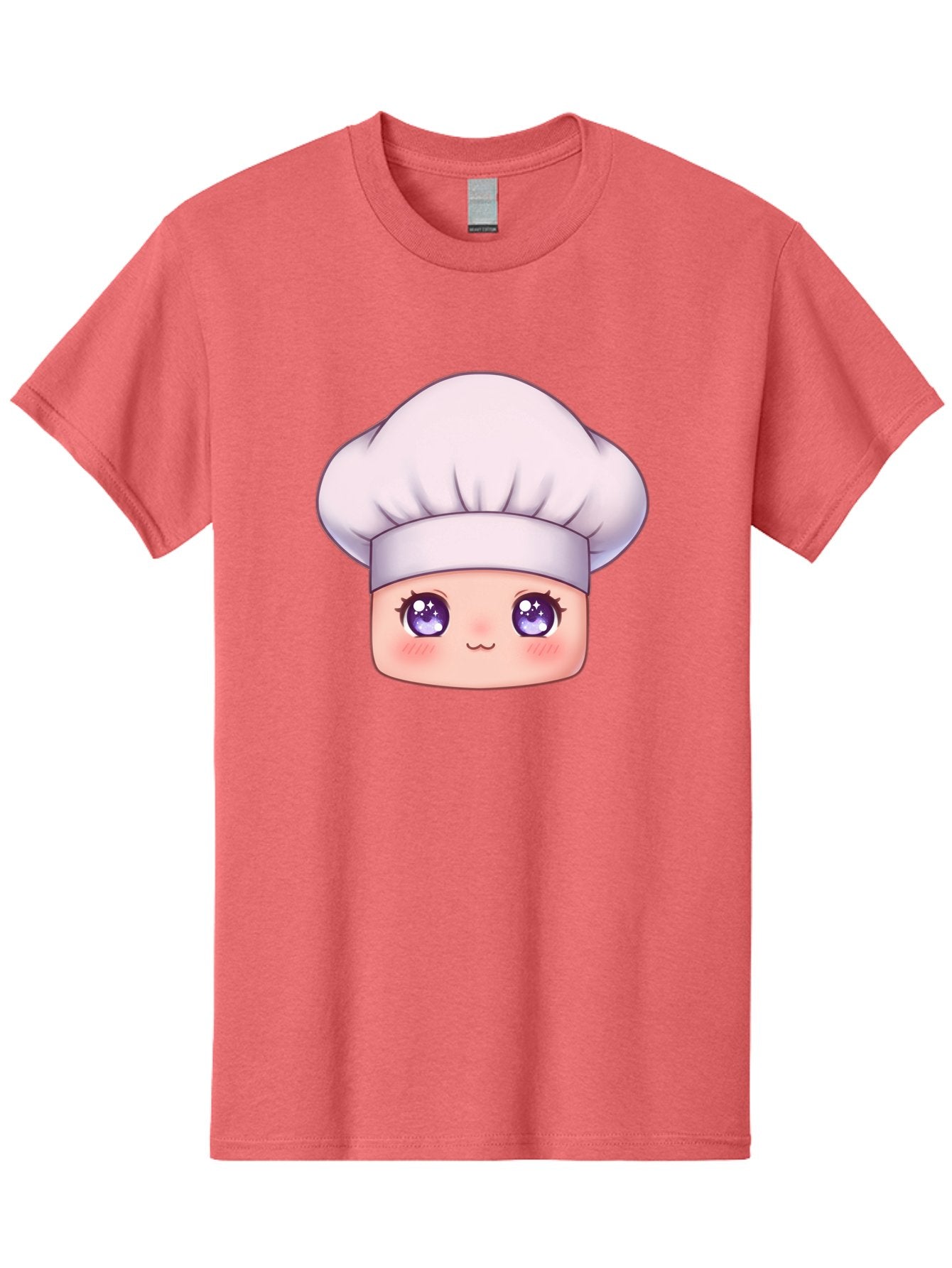 Chef-Hat-Face Men'S Graphic Tee, 100% Cotton, Comfortable Casual Summer Wear, Machine Washable, Cartoon Chef, Cute Face, Purple Eyes, Chef Hat, Cooking, Kawaii, Chef Character, Adorable, Kitchen, Culinary Bac832