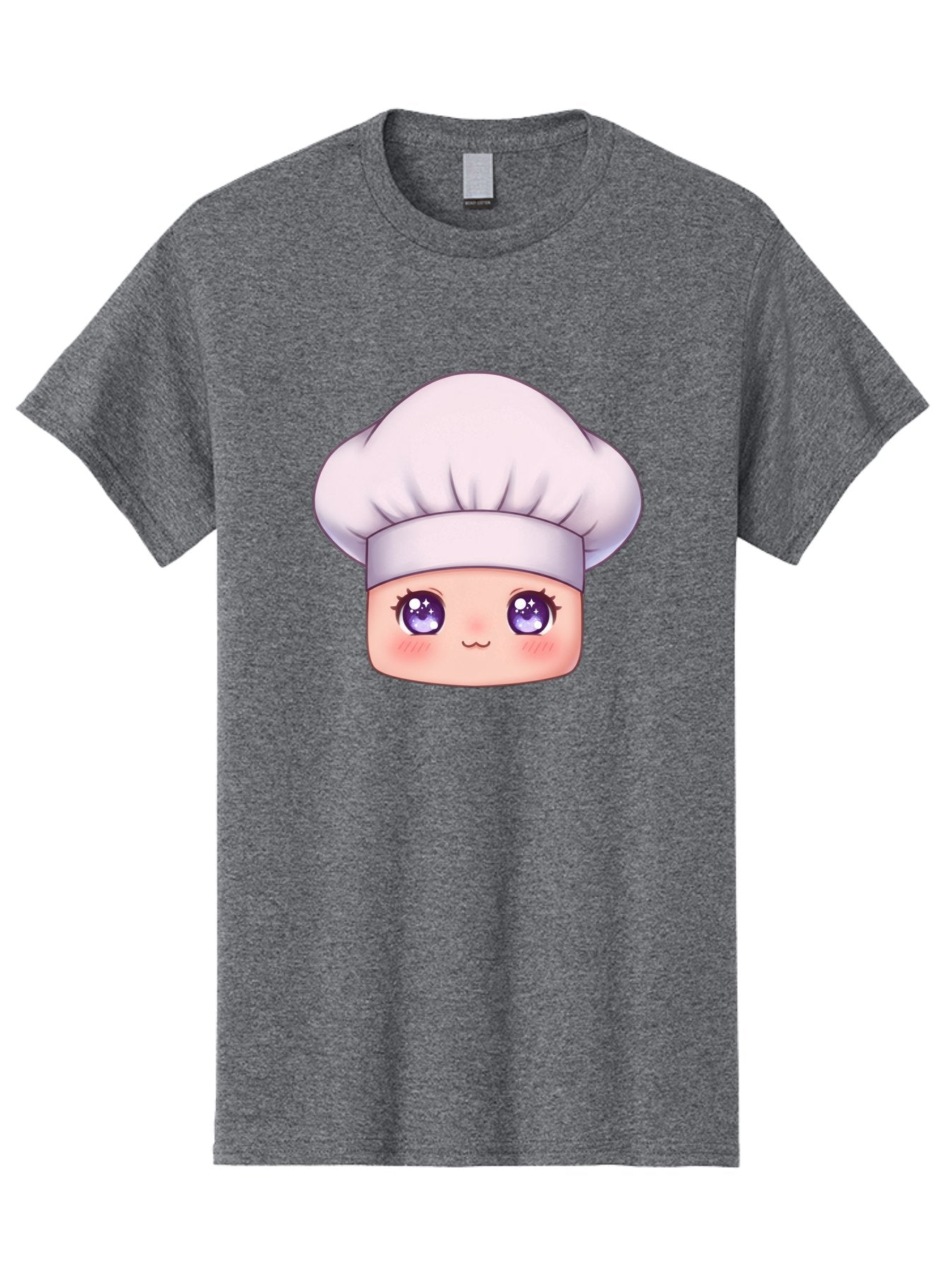 Chef-Hat-Face Men'S Graphic Tee, 100% Cotton, Comfortable Casual Summer Wear, Machine Washable, Cartoon Chef, Cute Face, Purple Eyes, Chef Hat, Cooking, Kawaii, Chef Character, Adorable, Kitchen, Culinary Bac832 10