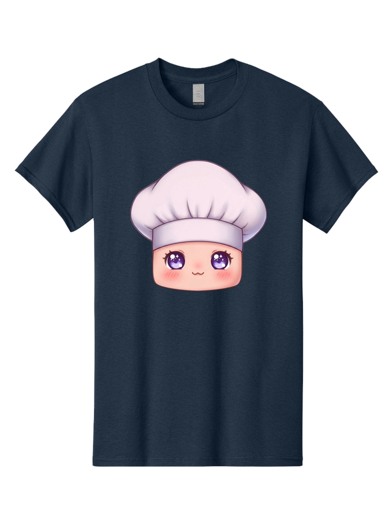 Chef-Hat-Face Men'S Graphic Tee, 100% Cotton, Comfortable Casual Summer Wear, Machine Washable, Cartoon Chef, Cute Face, Purple Eyes, Chef Hat, Cooking, Kawaii, Chef Character, Adorable, Kitchen, Culinary Bac832