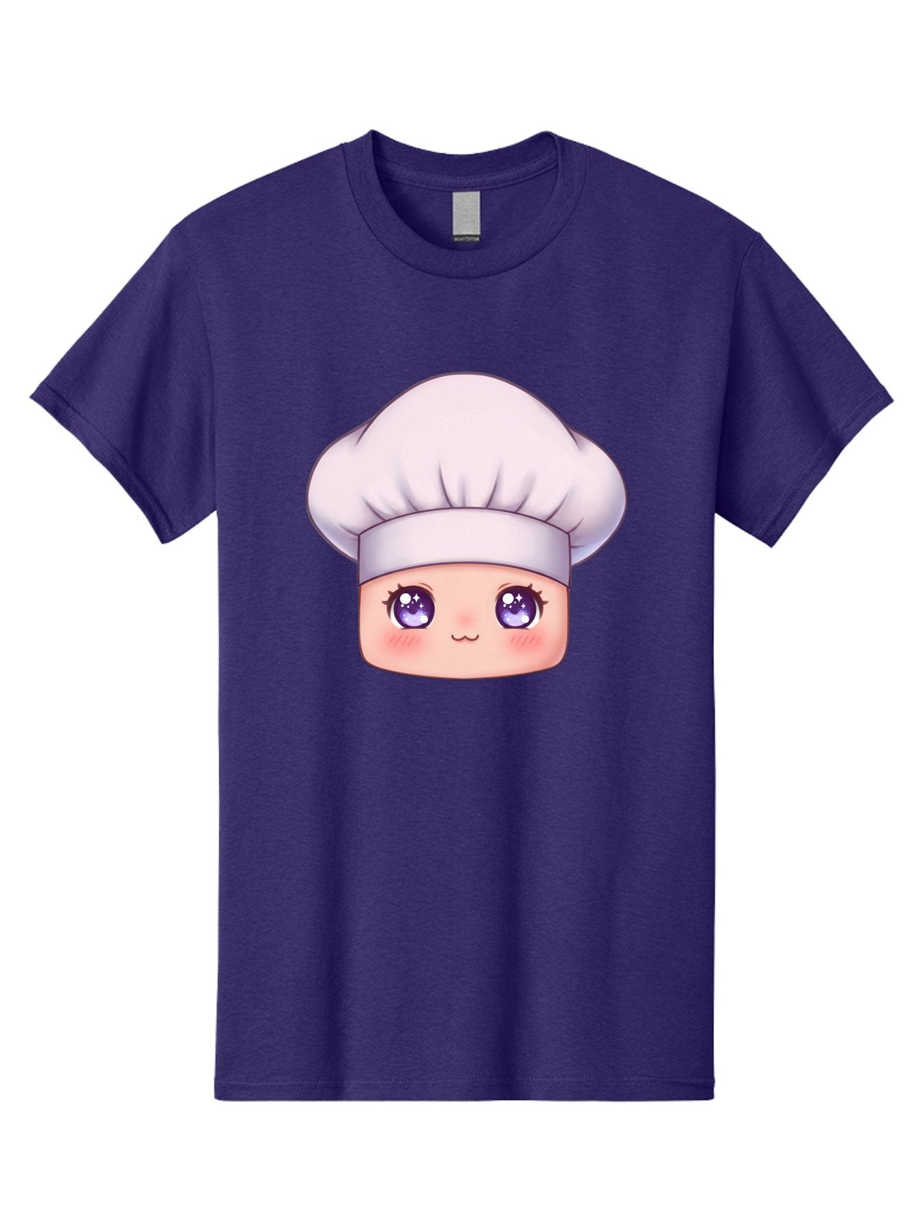 Chef-Hat-Face Men'S Graphic Tee, 100% Cotton, Comfortable Casual Summer Wear, Machine Washable, Cartoon Chef, Cute Face, Purple Eyes, Chef Hat, Cooking, Kawaii, Chef Character, Adorable, Kitchen, Culinary Bac832 4
