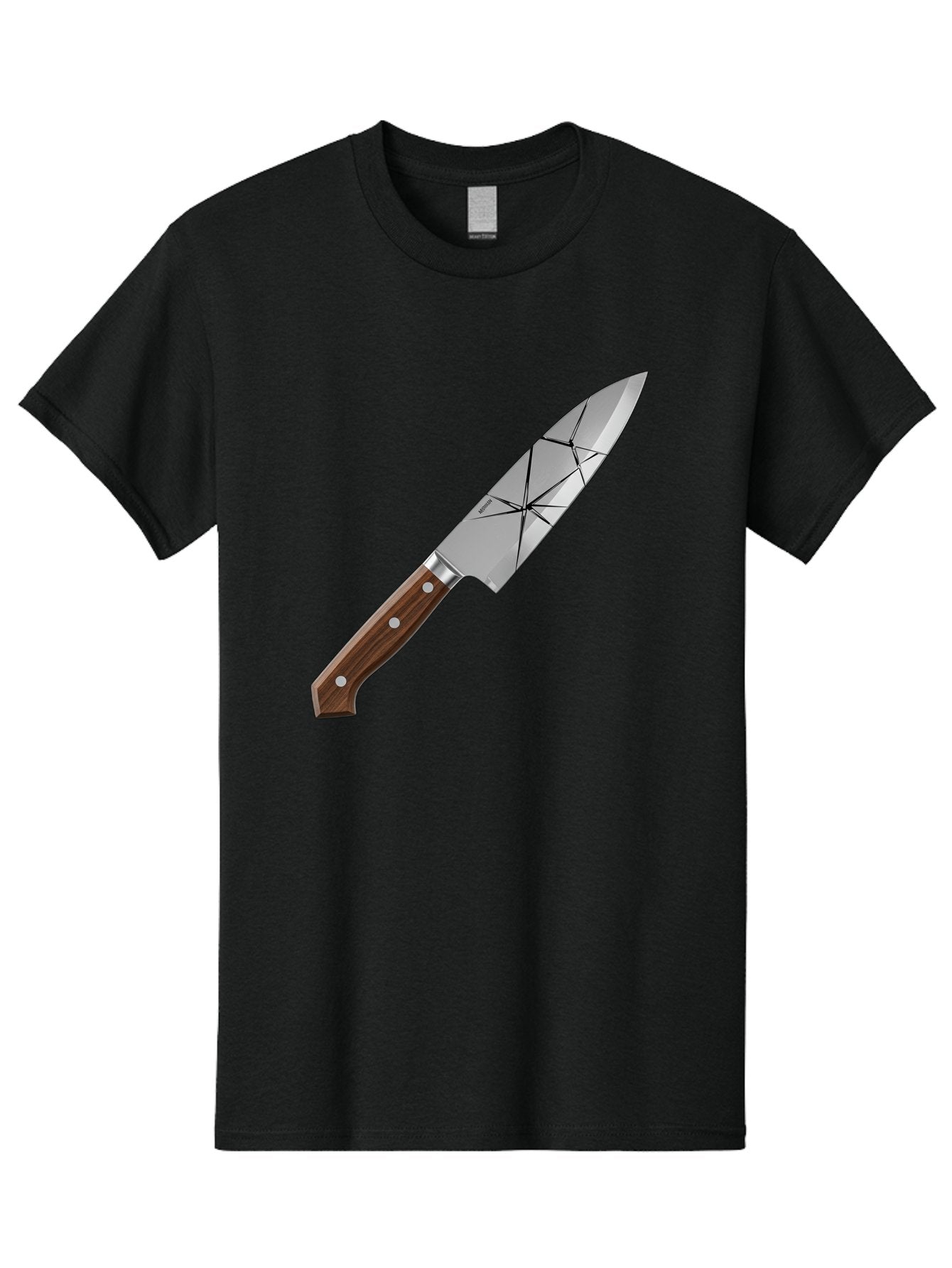 Chef-Knife-1 Men'S Graphic Tee, 100% Cotton, Comfortable Casual Summer Wear, Machine Washable, Sharp Knife, Kitchen Knife, Chef'S Knife, Stainless Steel, Wooden Handle, Silver Rivets, Geometric Pattern, Modern Design, Cutting Tool, Bac834 10